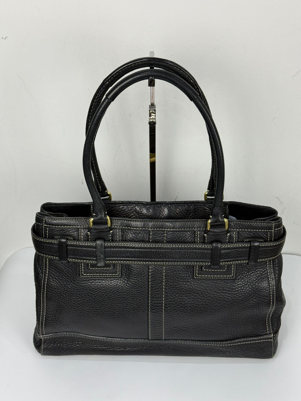 Vintage Coach Hampton Tote Bag Black Coach Leather HandBag 00s Y2K
