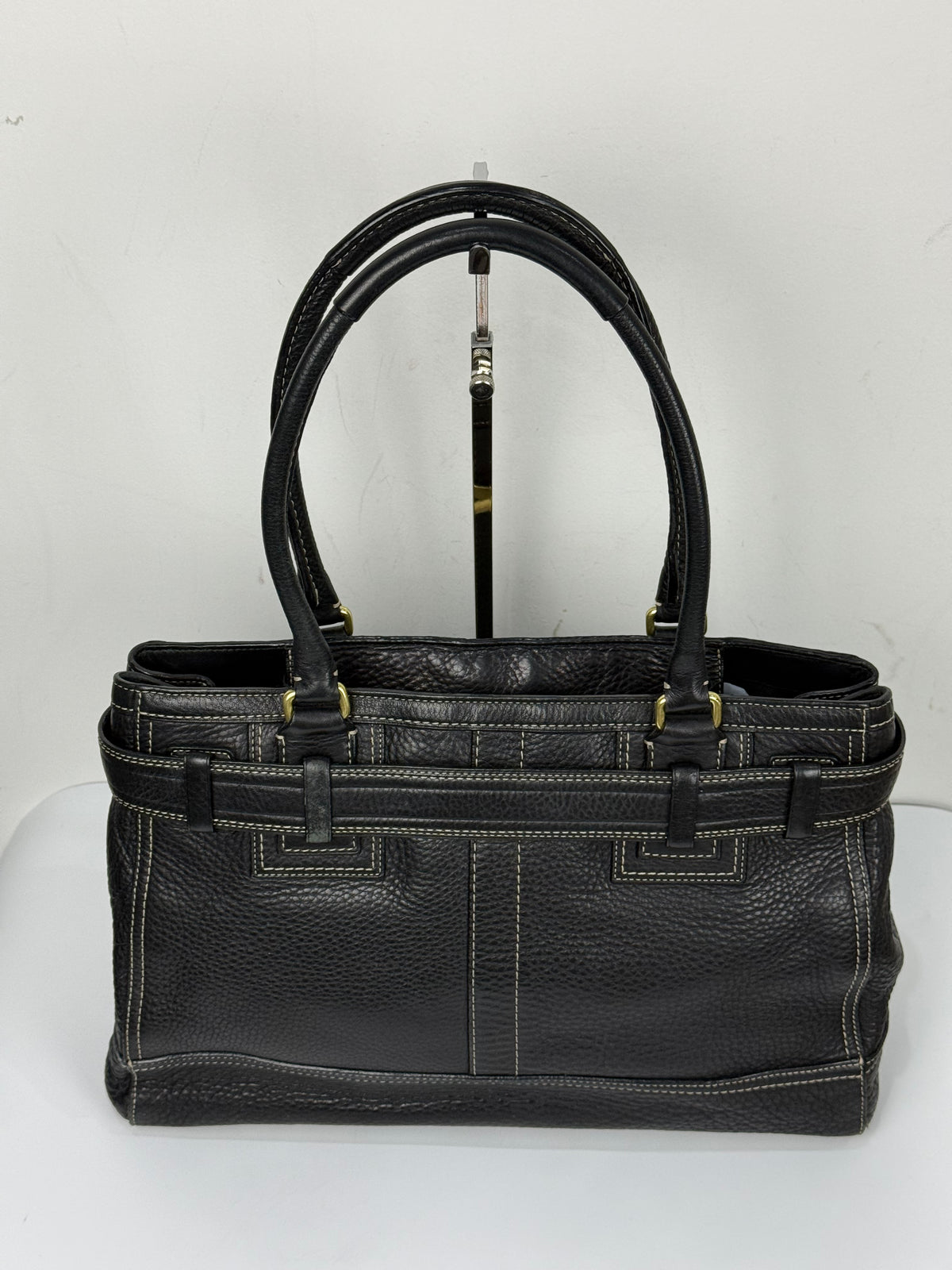 Vintage Coach Hampton Tote Bag Black Coach Leather HandBag 00s Y2K