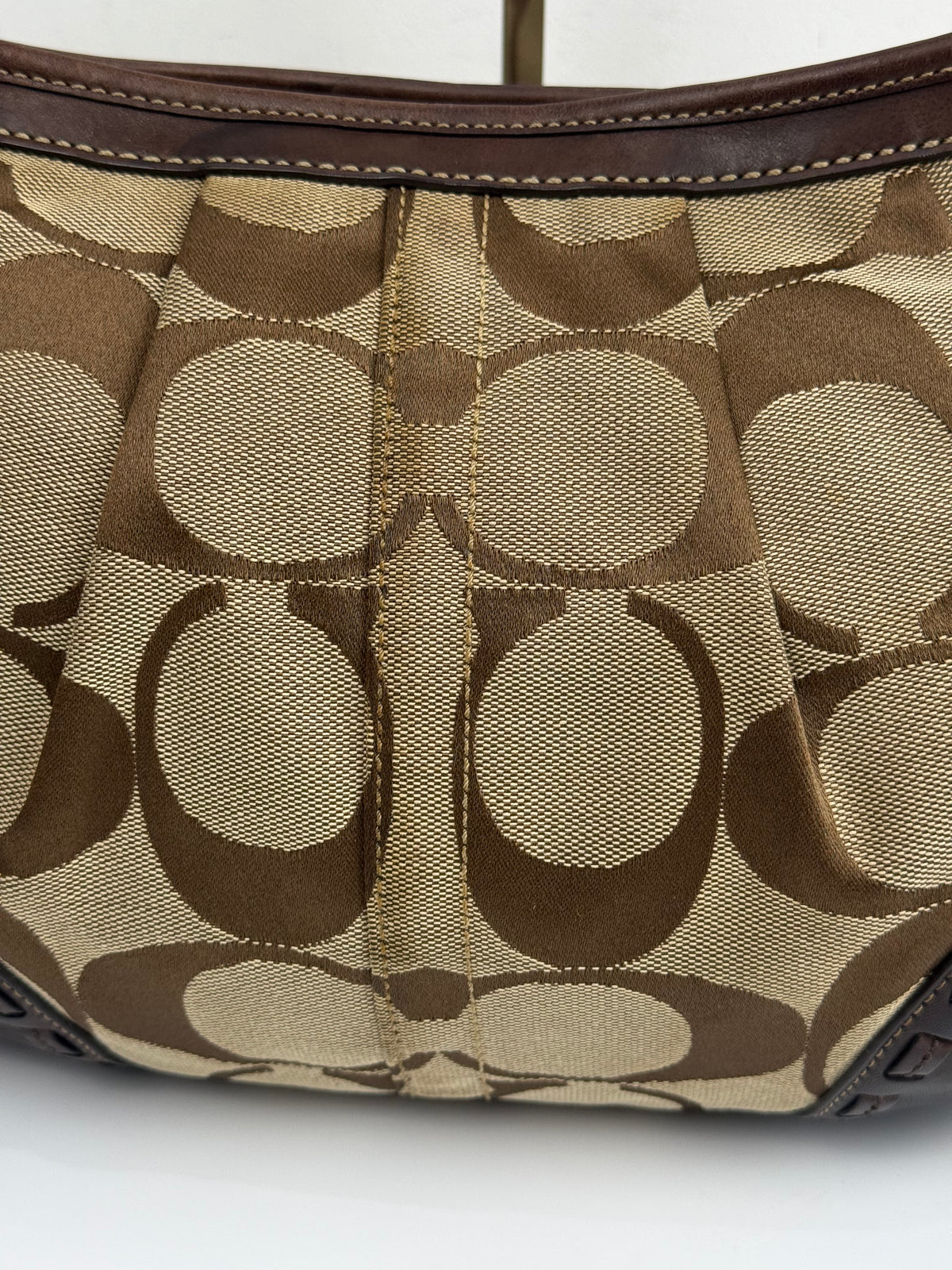 Vintage Coach Ergo Pleated Hobo Bag Coach Signature Bag With Brown Leather 00s Y2K