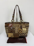 Vintage Coach Patchwork Shoulder Bag Brown Signature Canvas Handbag 00s Y2K