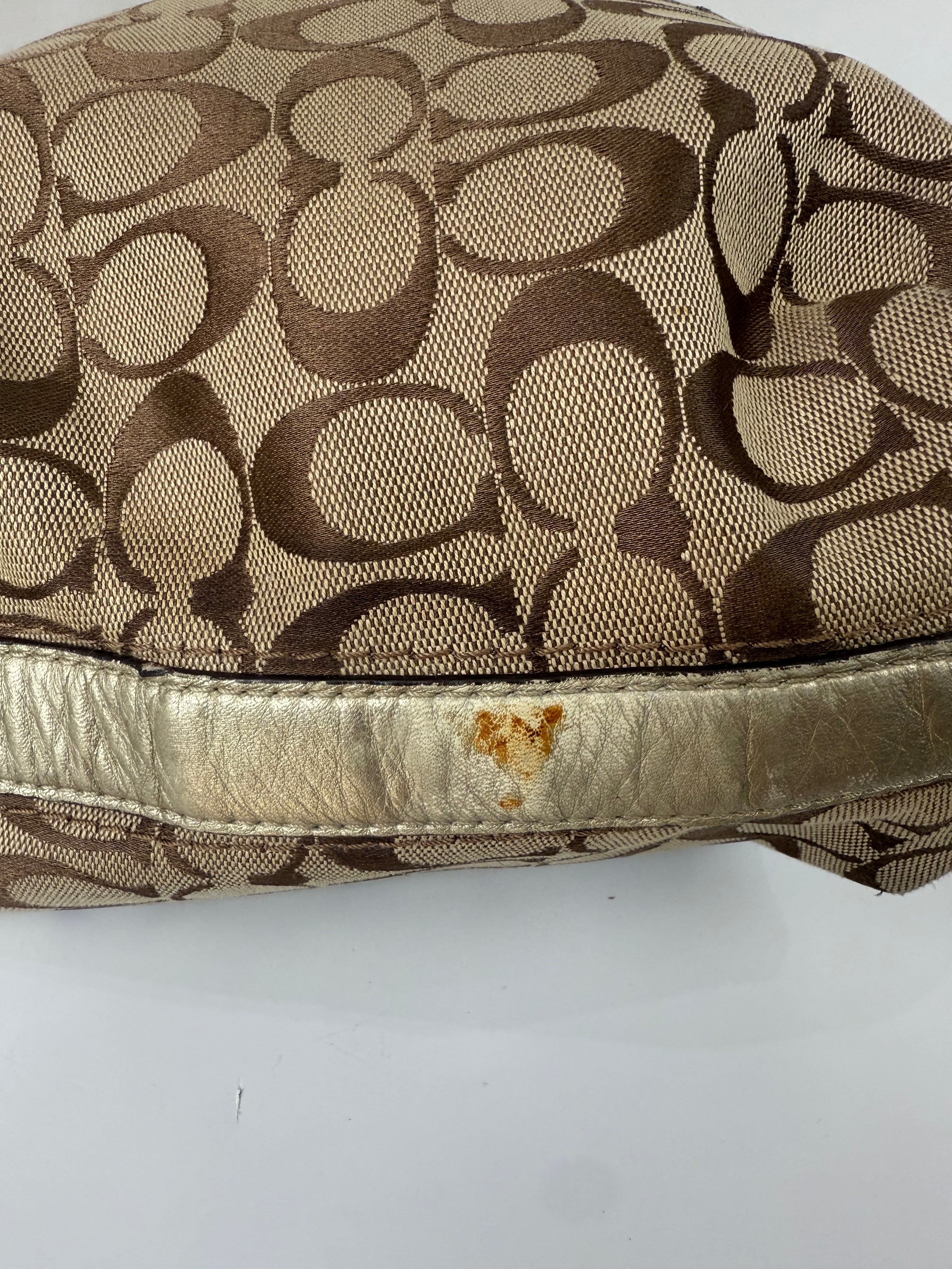 Vintage Coach Signature Hobo Shoulder Bag Brown & Beige Canvas Handbag 00s Y2K
