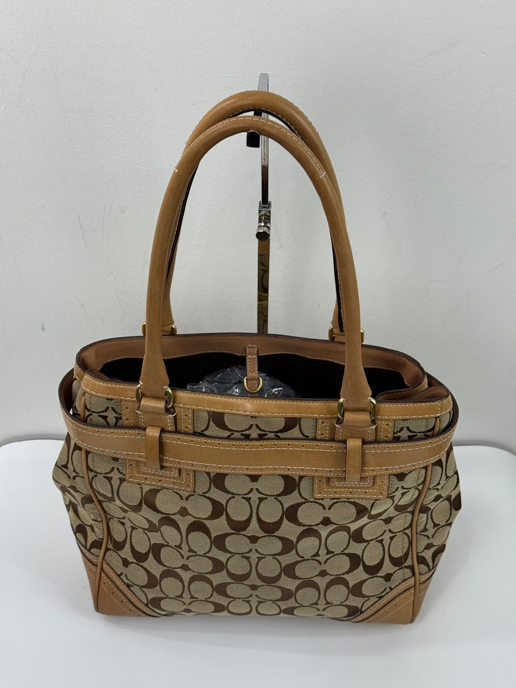 Vintage Coach Hampton Signature Tote Bag Brown and Tan Coach Canvas HandBag 00s Y2K
