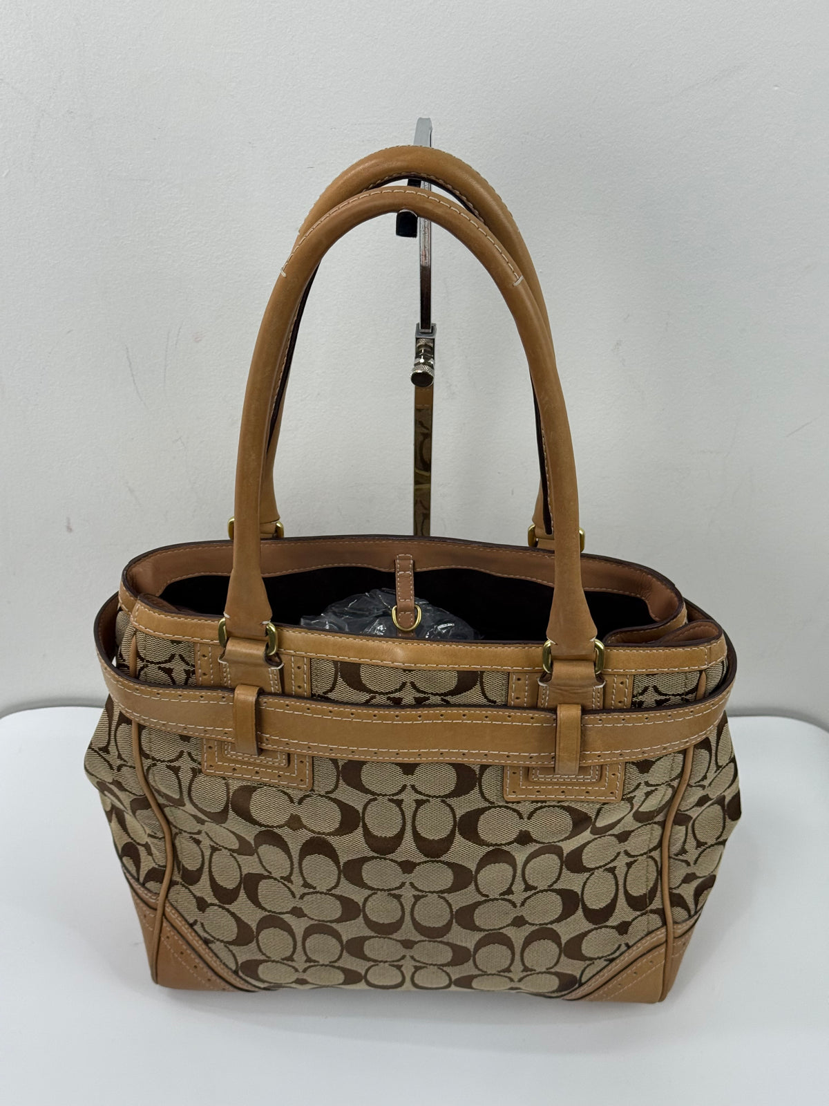Vintage Coach Hampton Signature Tote Bag Brown and Tan Coach Canvas HandBag 00s Y2K