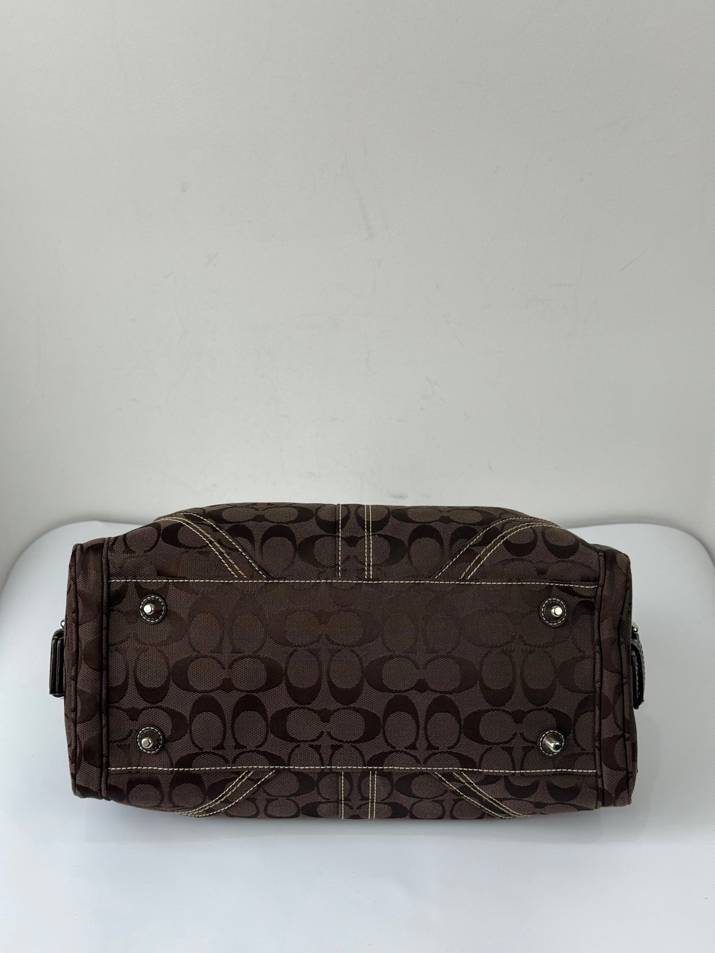 Rare Vintage Coach Dark Brown Boston Satchel Soho Mia Signature Shoulder Bag 00s Y2K