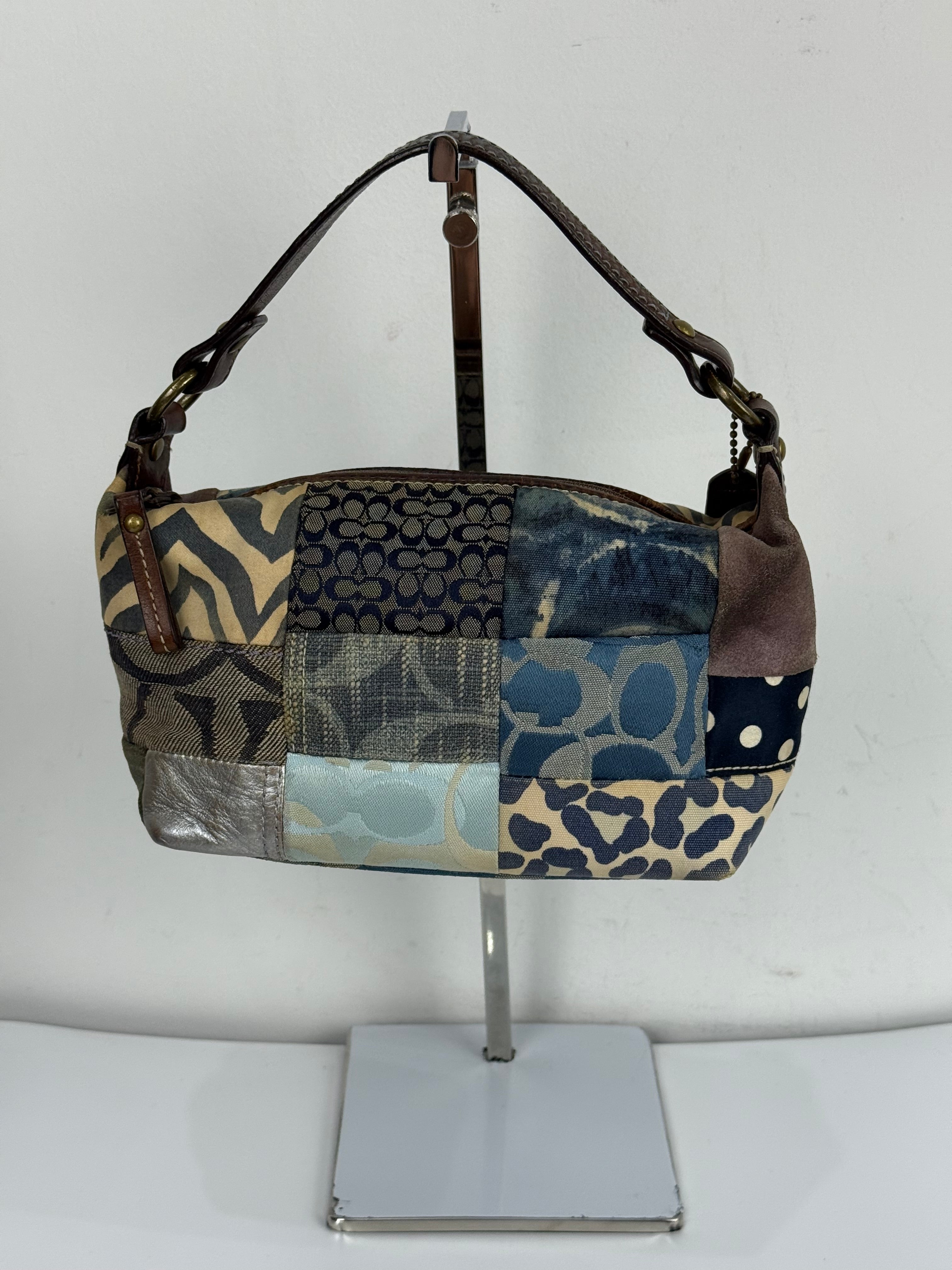 Vintage Coach Blue Denim Patchwork HandBag Coach Y2K Leather Bag