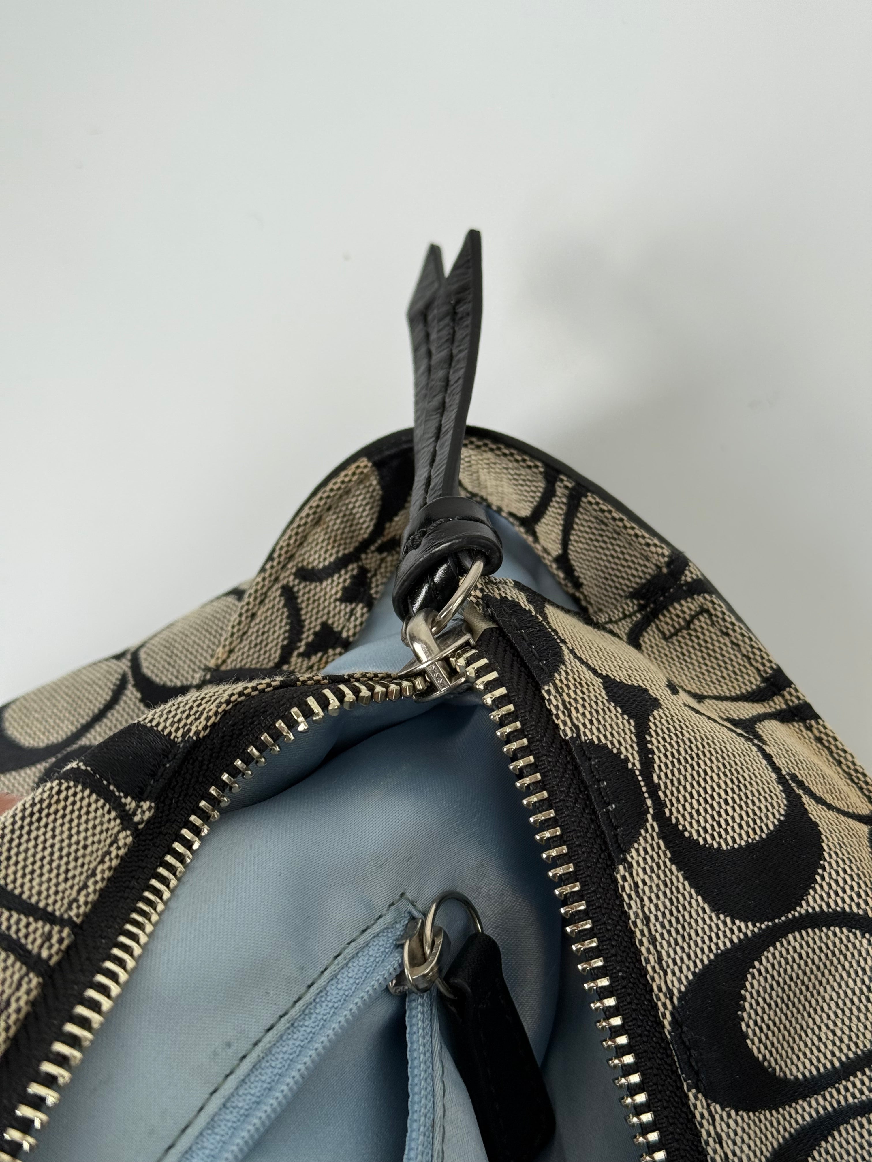 Vintage Coach Gallery Signature Tote Bag Grey & Black Coach Canvas Shoulder Bag 90s 00s Y2K