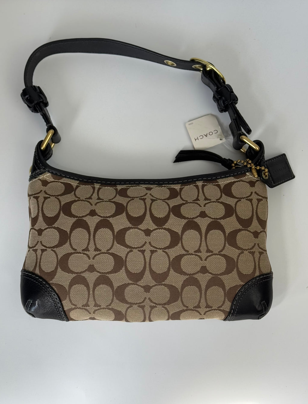 Vintage Coach Bleecker Hobo Signature Bag Brown & Beige Canvas Shoulder Bag 00s Y2K