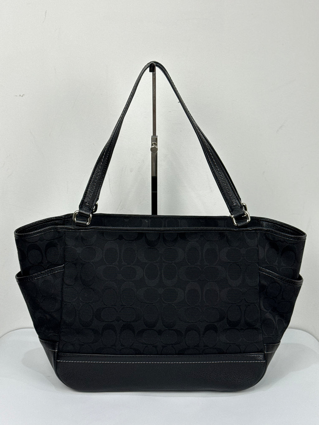 Vintage Coach Park Signature Carrie Tote Bag Black Coach Canvas Handbag 00s Y2K
