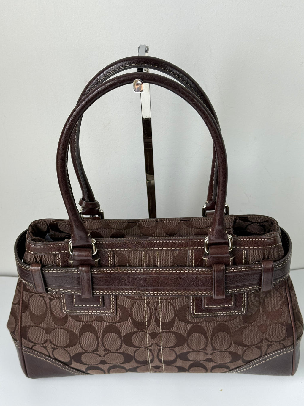 Vintage Coach Hampton Signature Tote Bag Brown Coach Canvas HandBag 00s Y2K