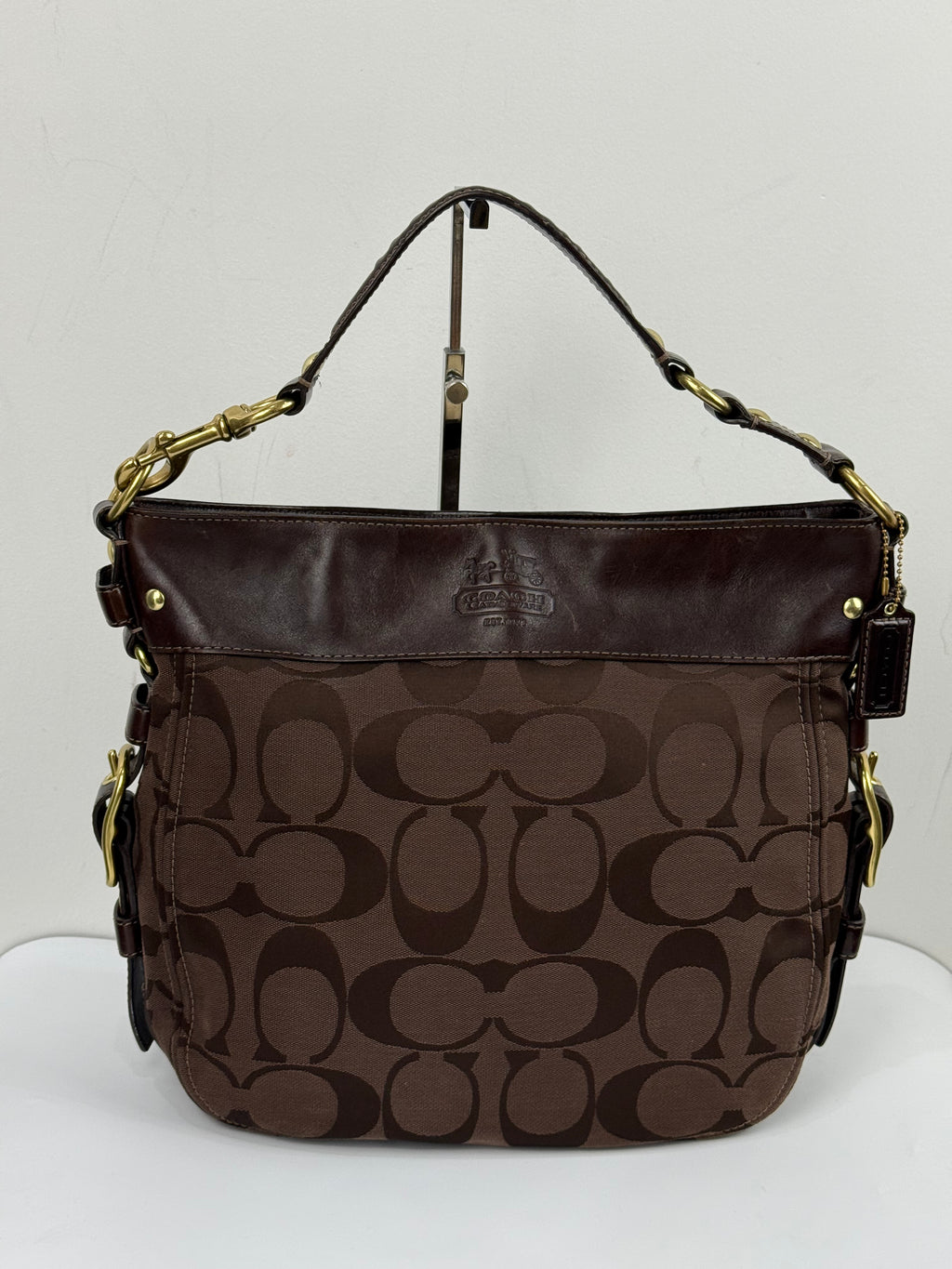 Vintage Coach Dark Brown Zoe Bag Coach Signature Shoulder Bag 00s Y2K