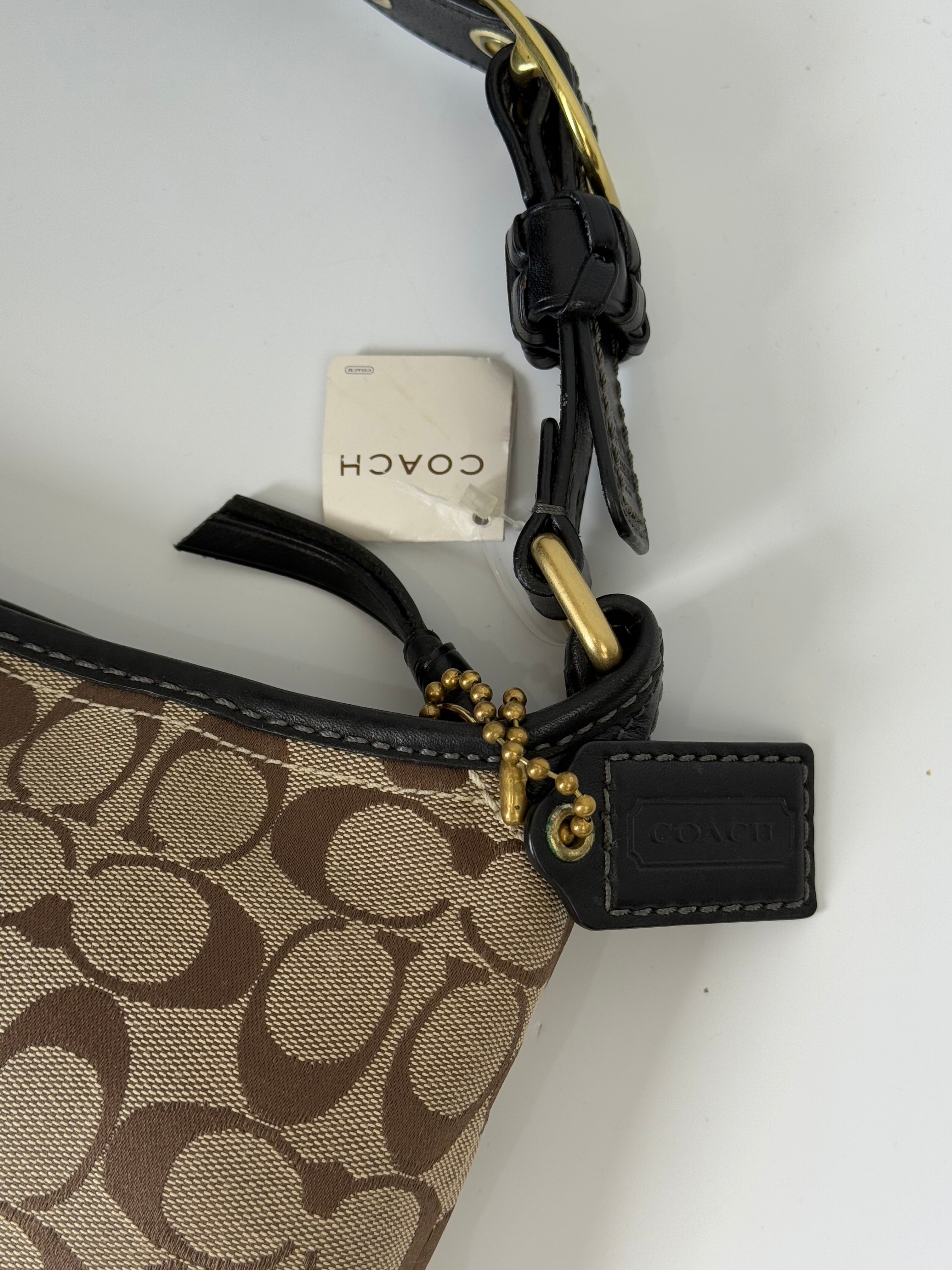 Vintage Coach Bleecker Hobo Signature Bag Brown & Beige Canvas Shoulder Bag 00s Y2K