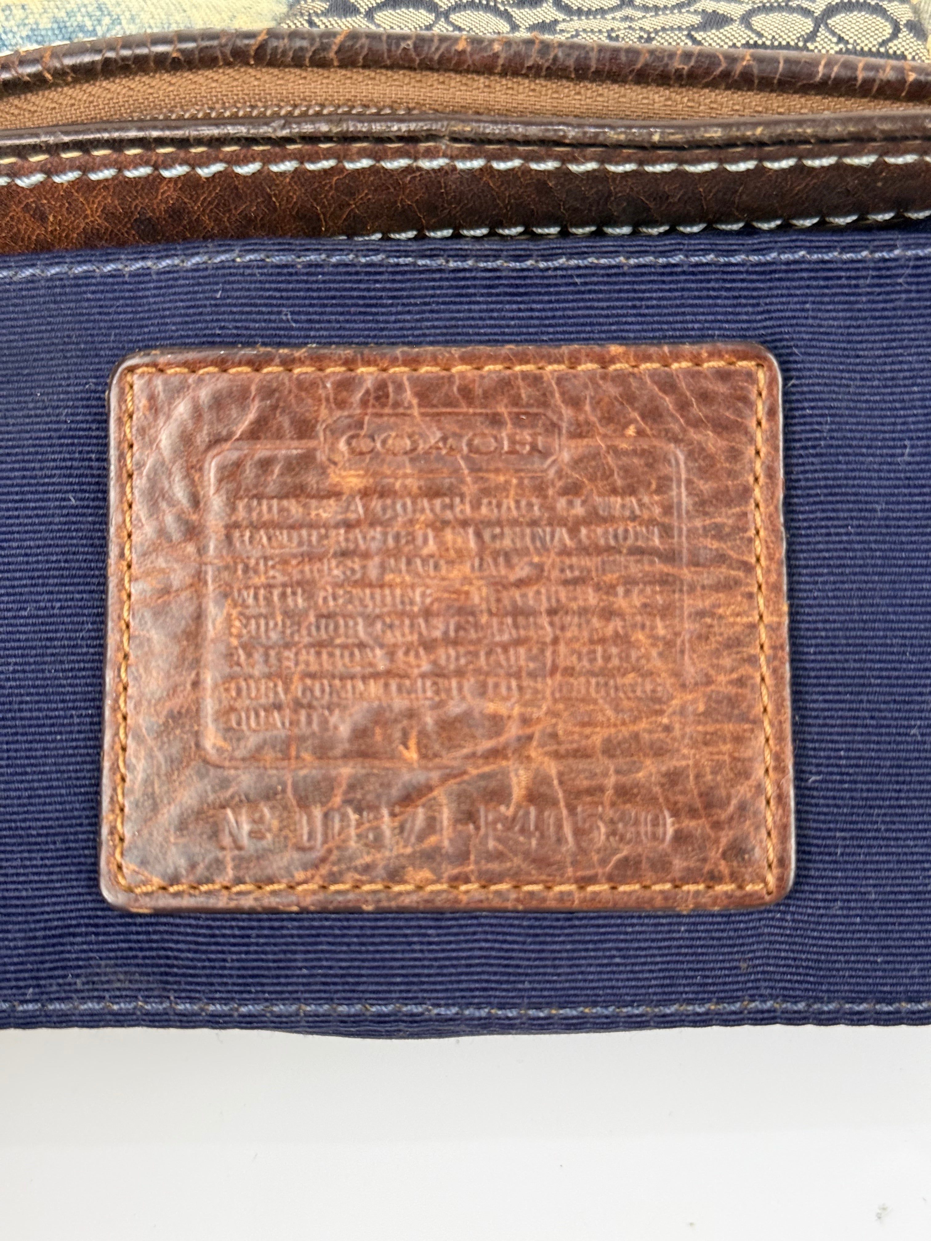 Vintage Coach Blue Denim Patchwork HandBag Coach Y2K Leather Bag