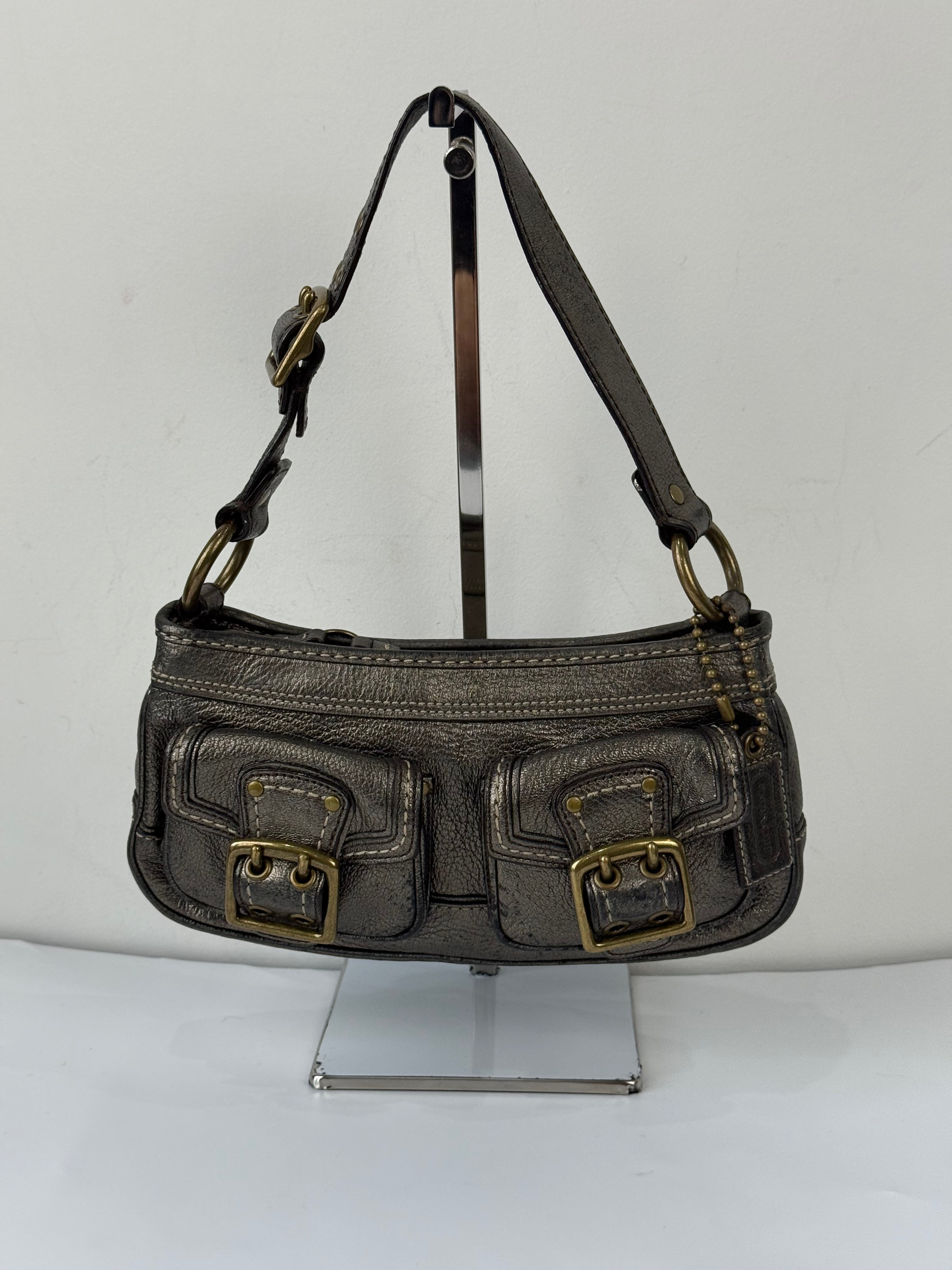 Rare Vintage Coach Mandy 65th Anniversary Legacy Bag Sliver Metallic Leather Shoulder Bag 00s Y2K