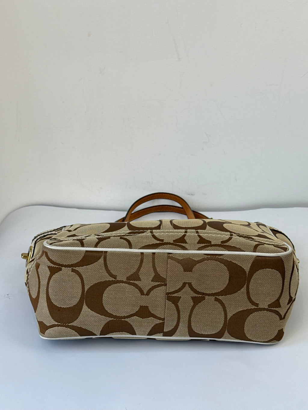 Vintage Coach Signature Tote Bag Coach Brown & Beige Handbag 00s Y2K