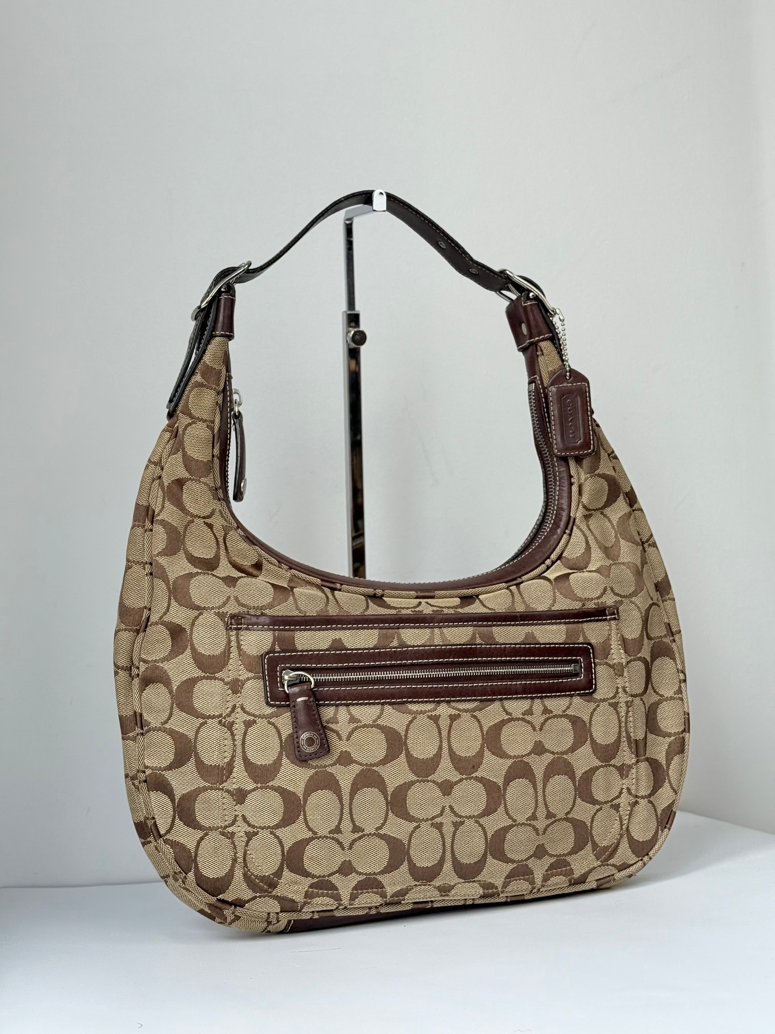 Vintage Coach Soho Hobo Bag Brown & Beige Signature Coach Canvas Shoulder Bag 00s Y2K