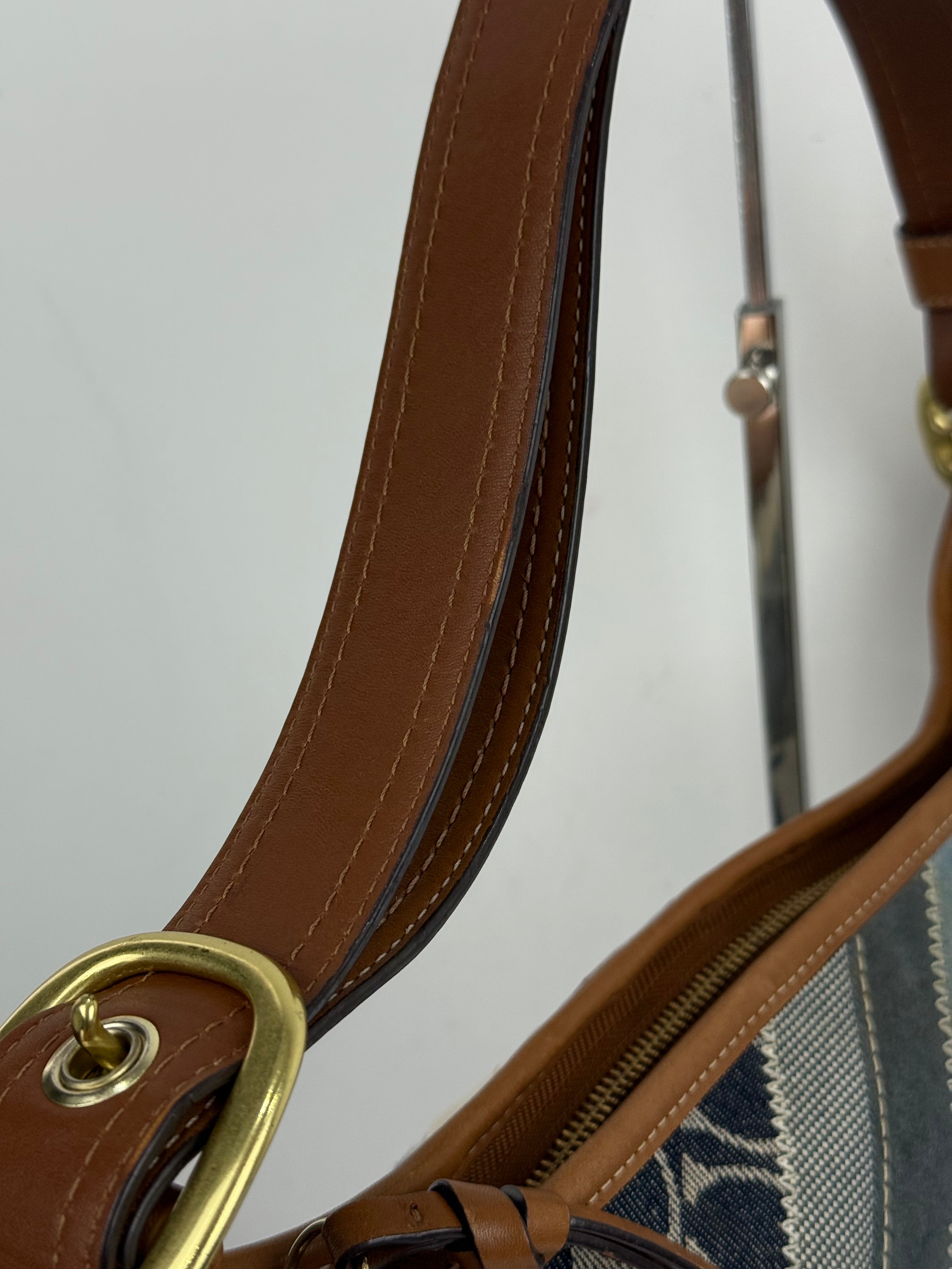 Vintage Coach Blue Denim Patchwork Shoulder Bag Coach Y2K Leather Crossbody Bag