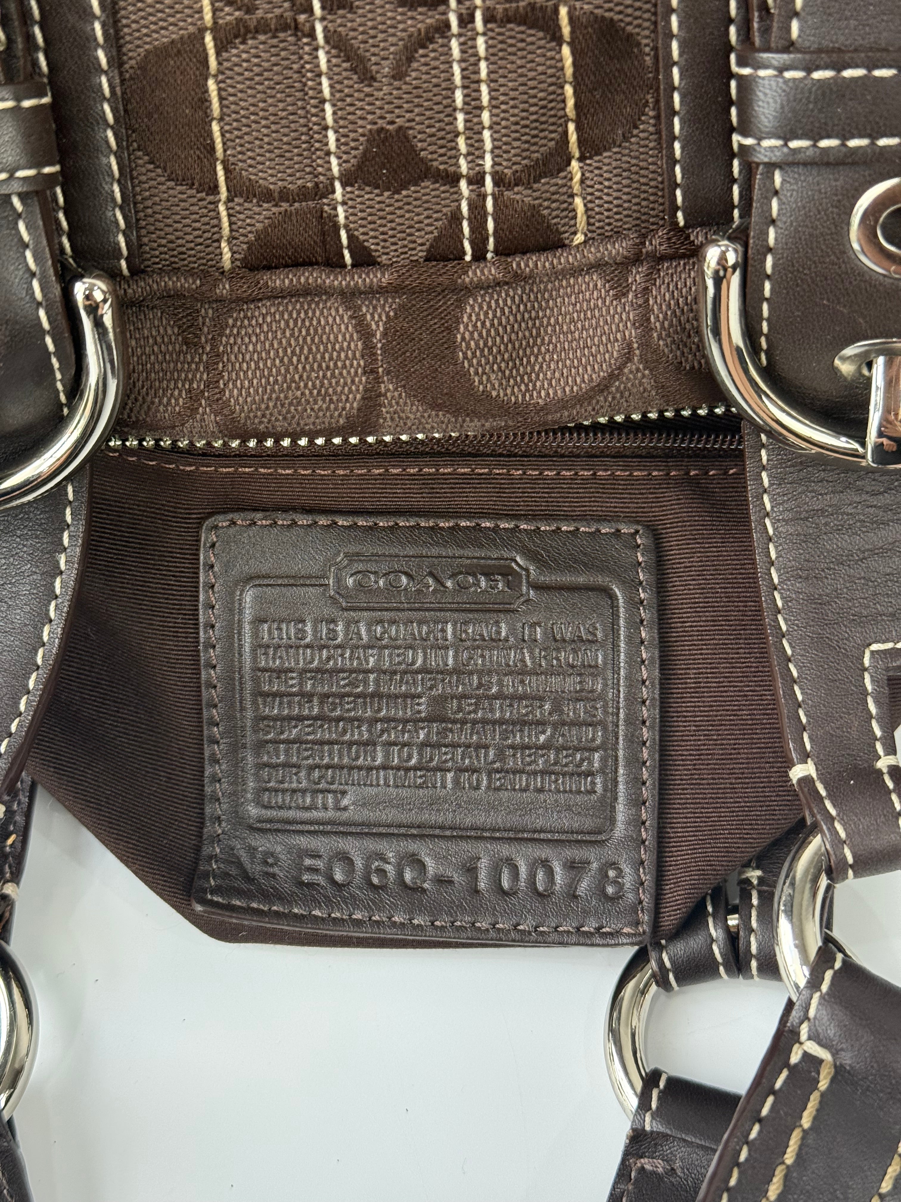 Rare Vintage Coach Dark Brown Boston Satchel Soho Mia Signature Shoulder Bag 00s Y2K