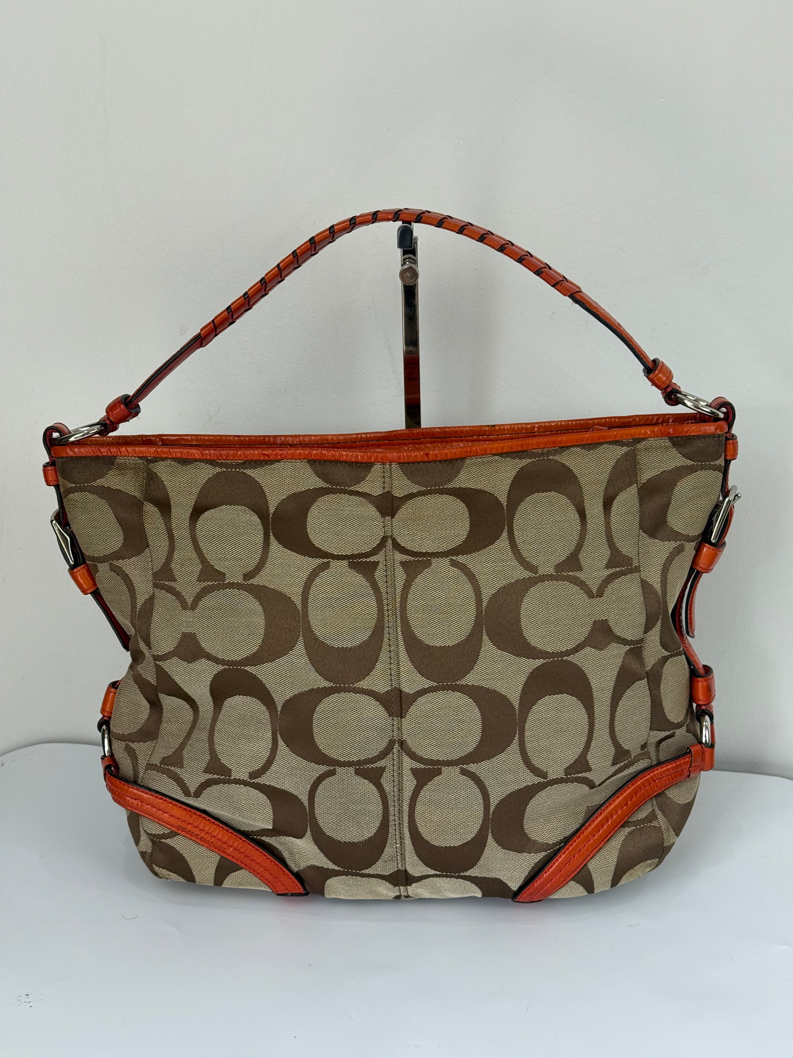 Vintage Coach Katarina Hobo Bag Brown & Orange Signature Shoulder Bag 00s Y2K