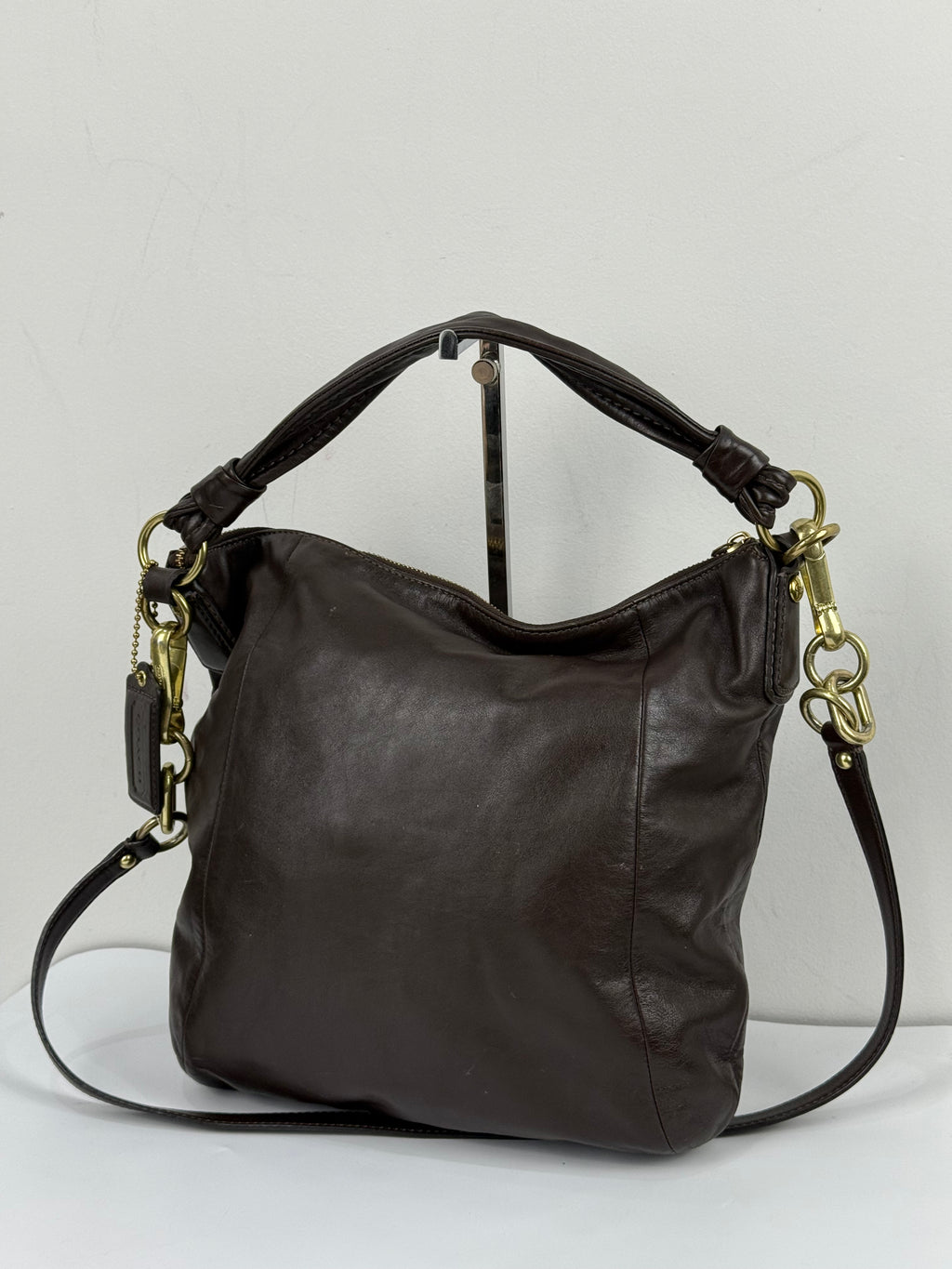 Vintage Coach Kristin Hobo Bag with Straps Dark Brown Coach Leather Handbag 00s Y2K