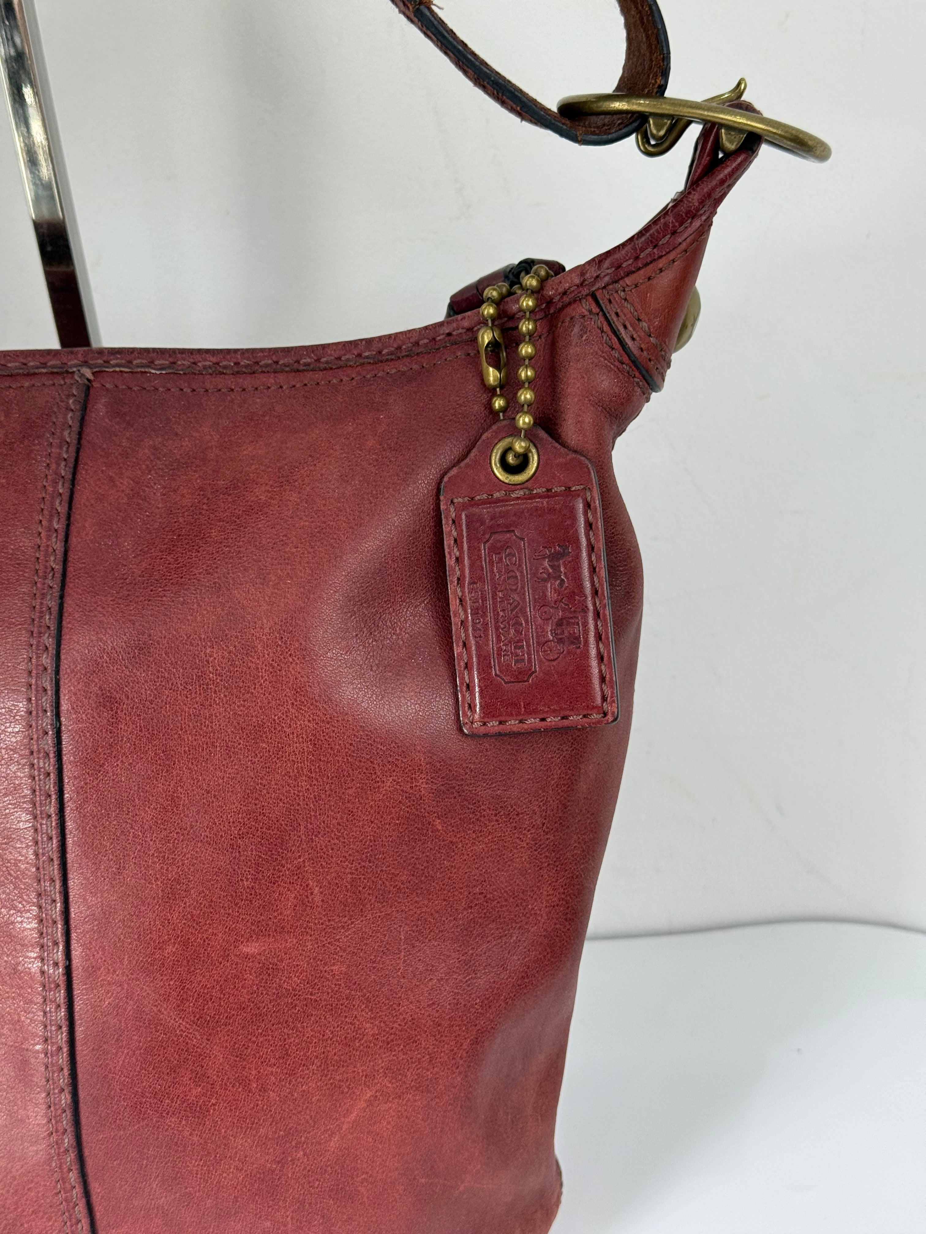 Vintage Coach Bleecker Burgundy Bucket Bag Coach Leather Y2K Shoulder Bag