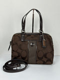 Vintage Coach Signature Stripe Pocket Satchel Bag Dark Brown Tote Bag Y2K