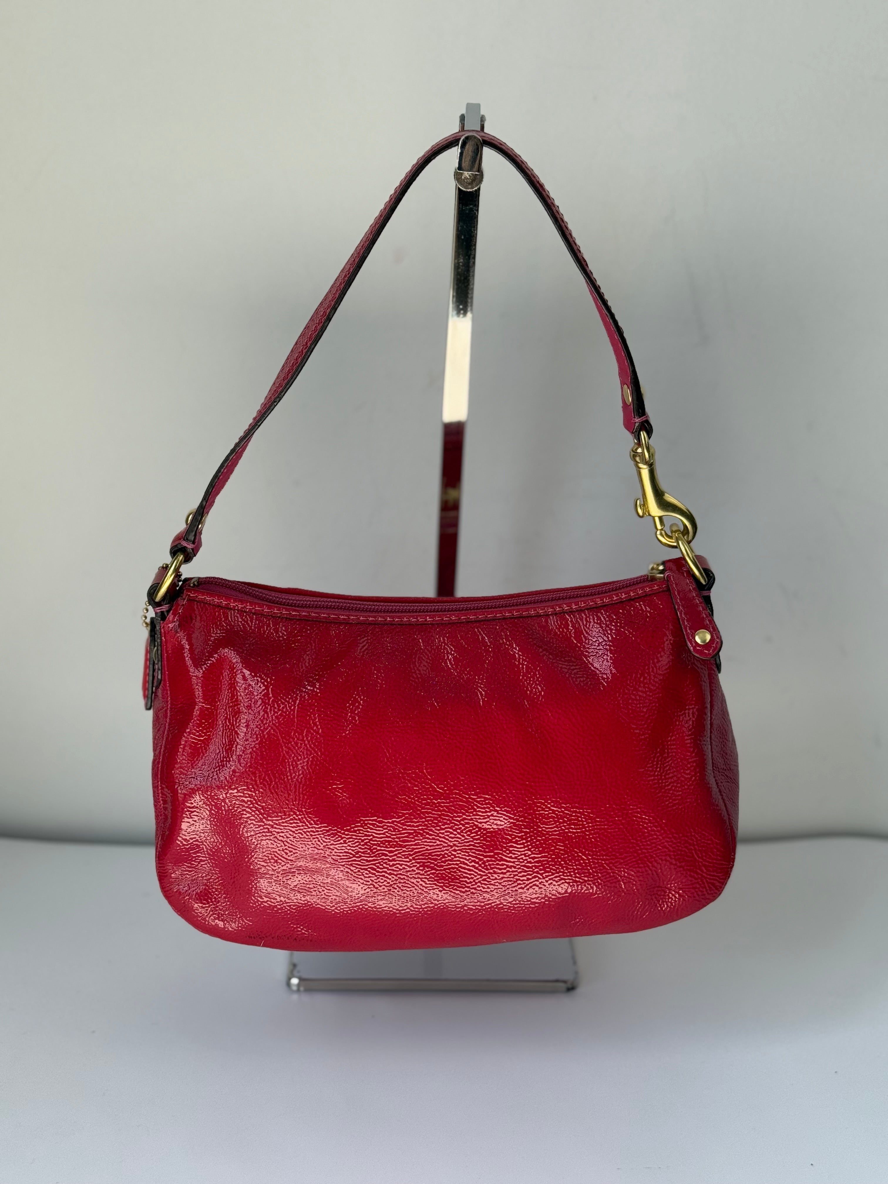 Vintage Coach Madison HandBag Pink/Red Patent Leather Coach Bag 00s Y2K
