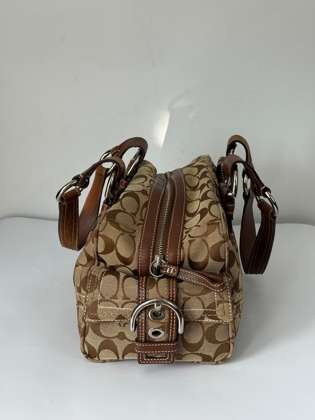 Rare Vintage Coach Dark Brown Boston Satchel Soho Mia Signature Shoulder Bag 00s Y2K