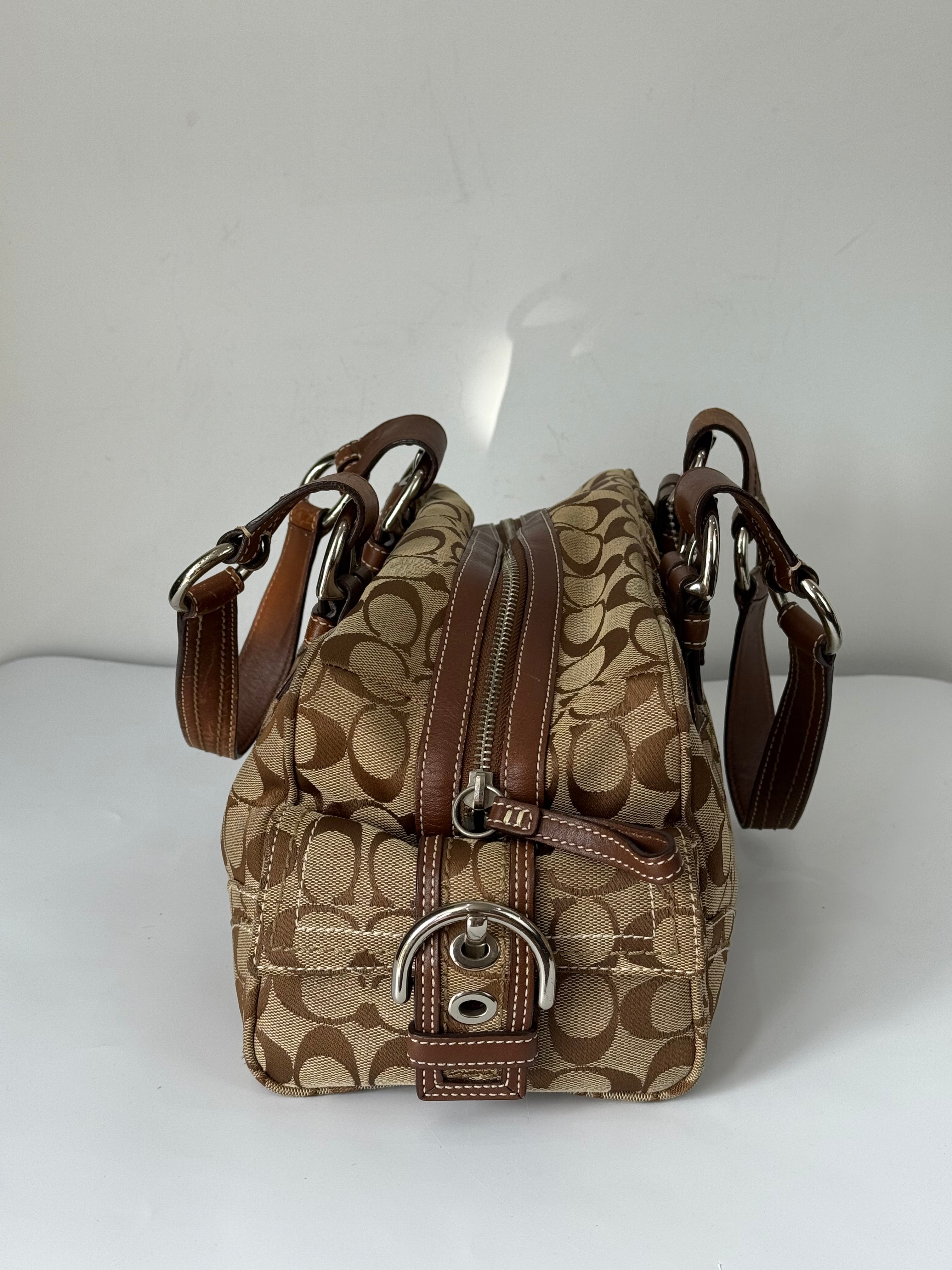 Rare Vintage Coach Dark Brown Boston Satchel Soho Mia Signature Shoulder Bag 00s Y2K