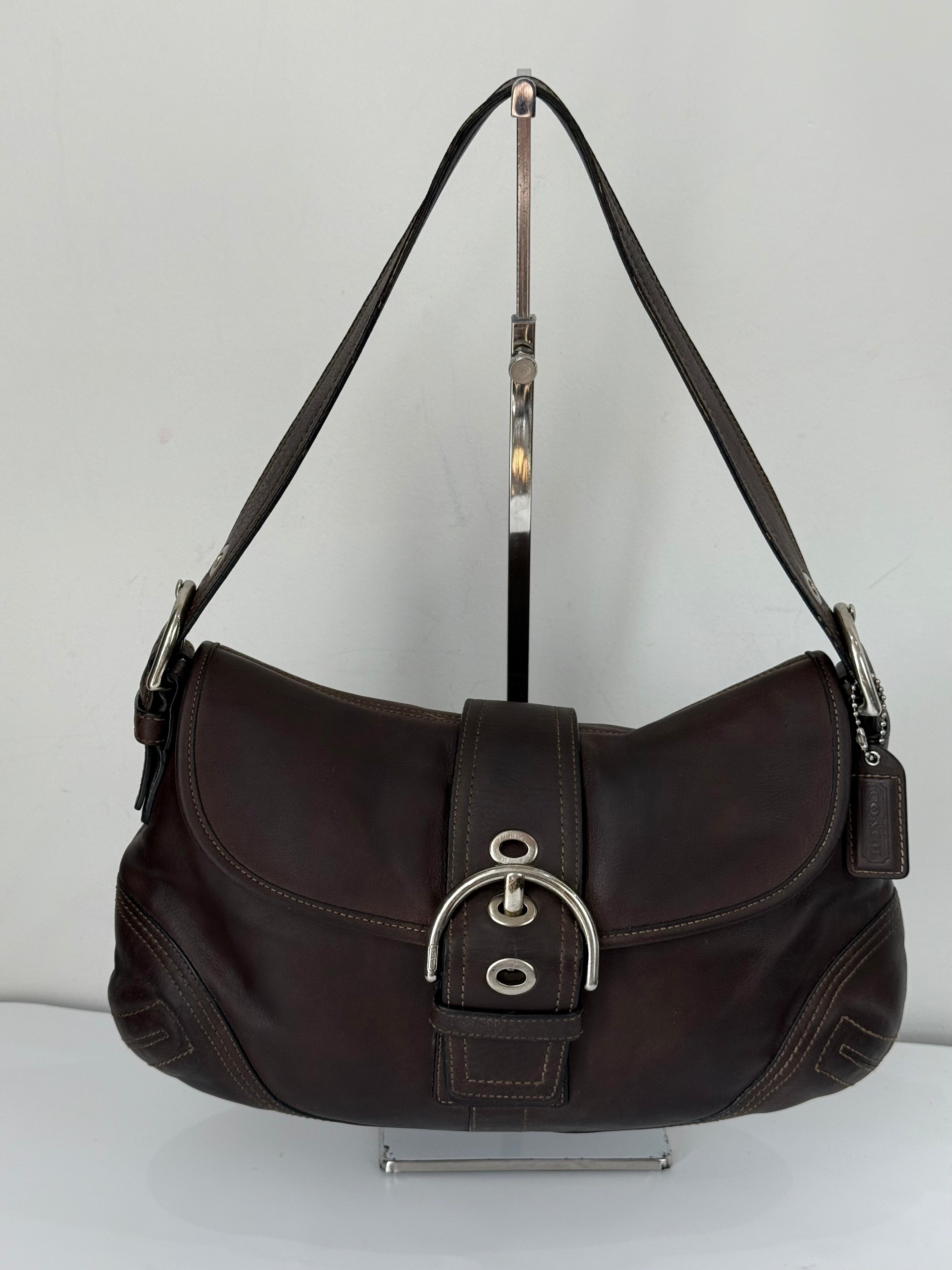 Vintage Coach Dark Brown Soho Shoulder Bag Coach Leather Handbag 00s Y2K