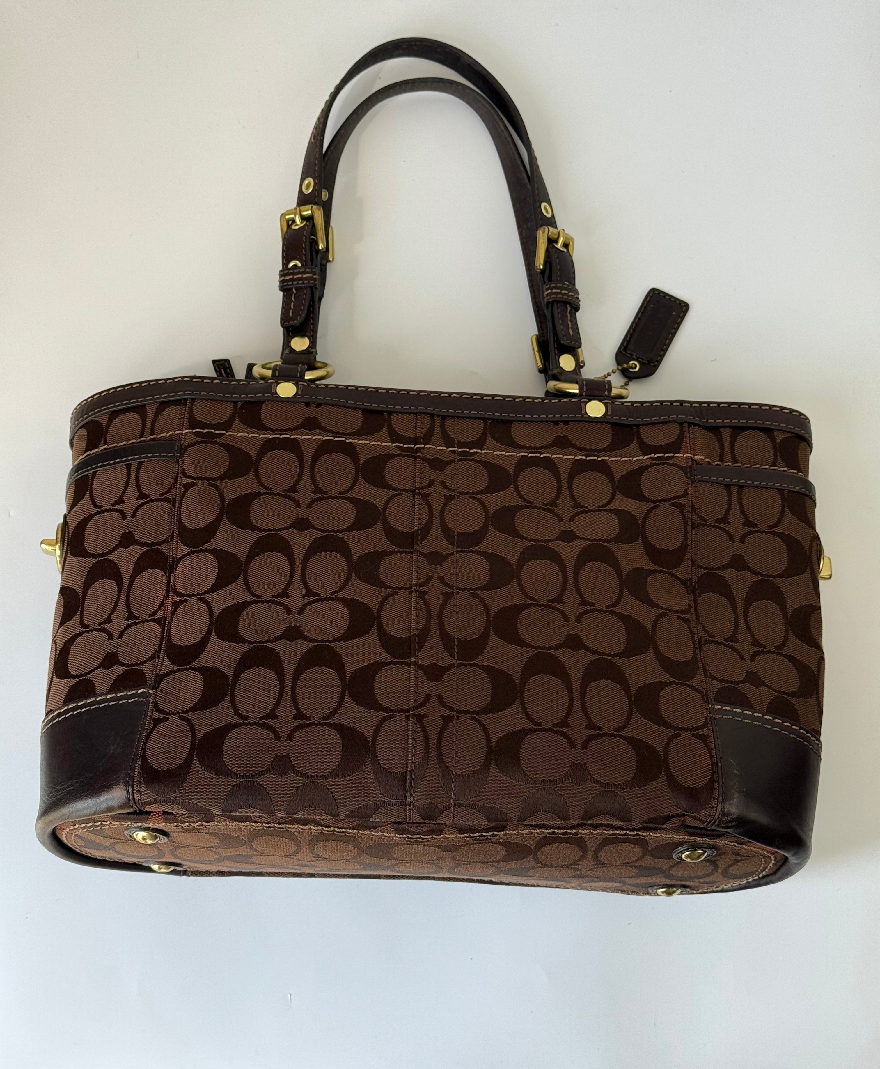 Vintage Coach Gallery Tote Bag Brown Signature Shoulder Bag 00s Y2K