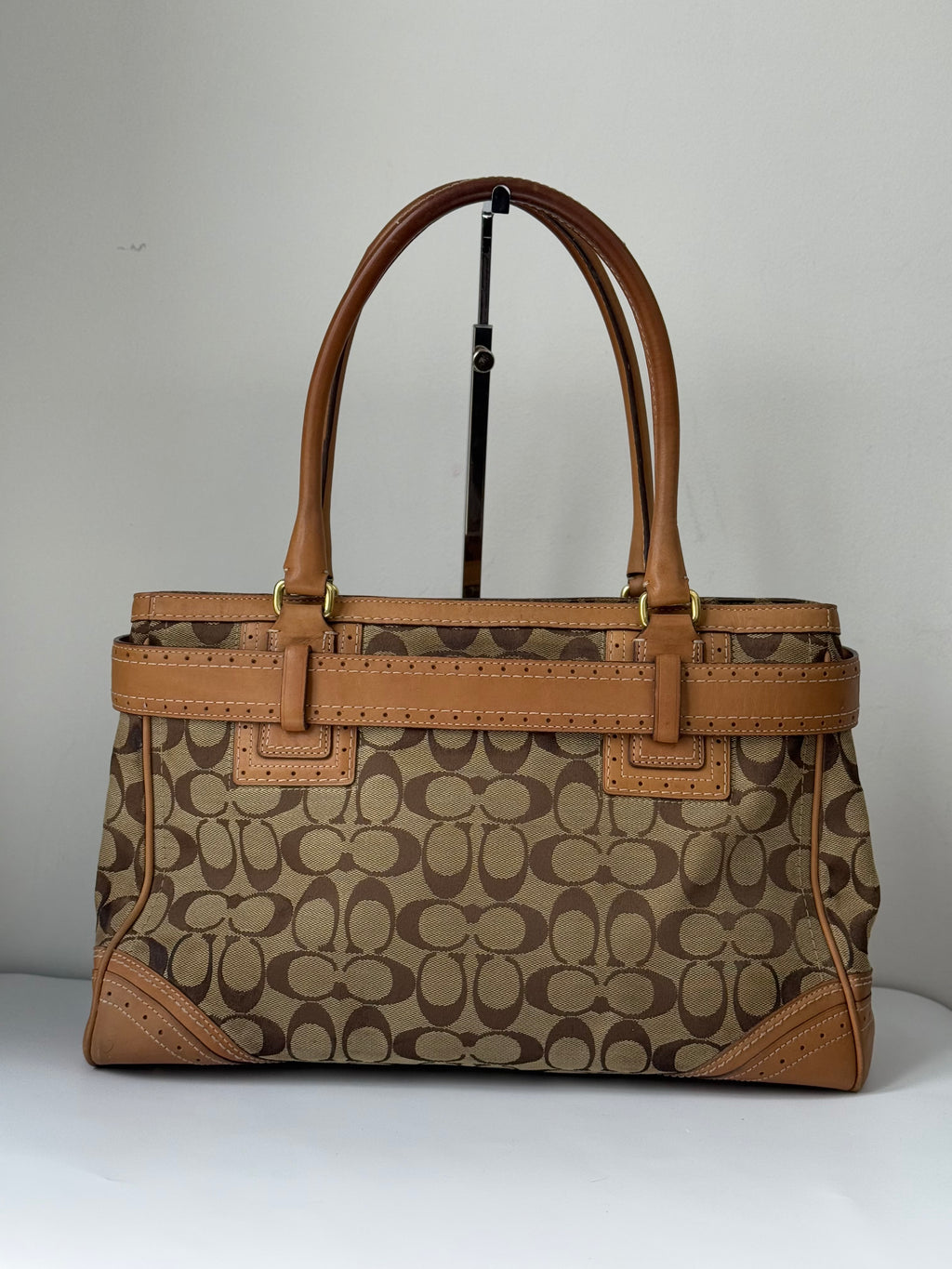Vintage Coach Hampton Signature Tote Bag Brown & Beige Coach Canvas HandBag 00s Y2K
