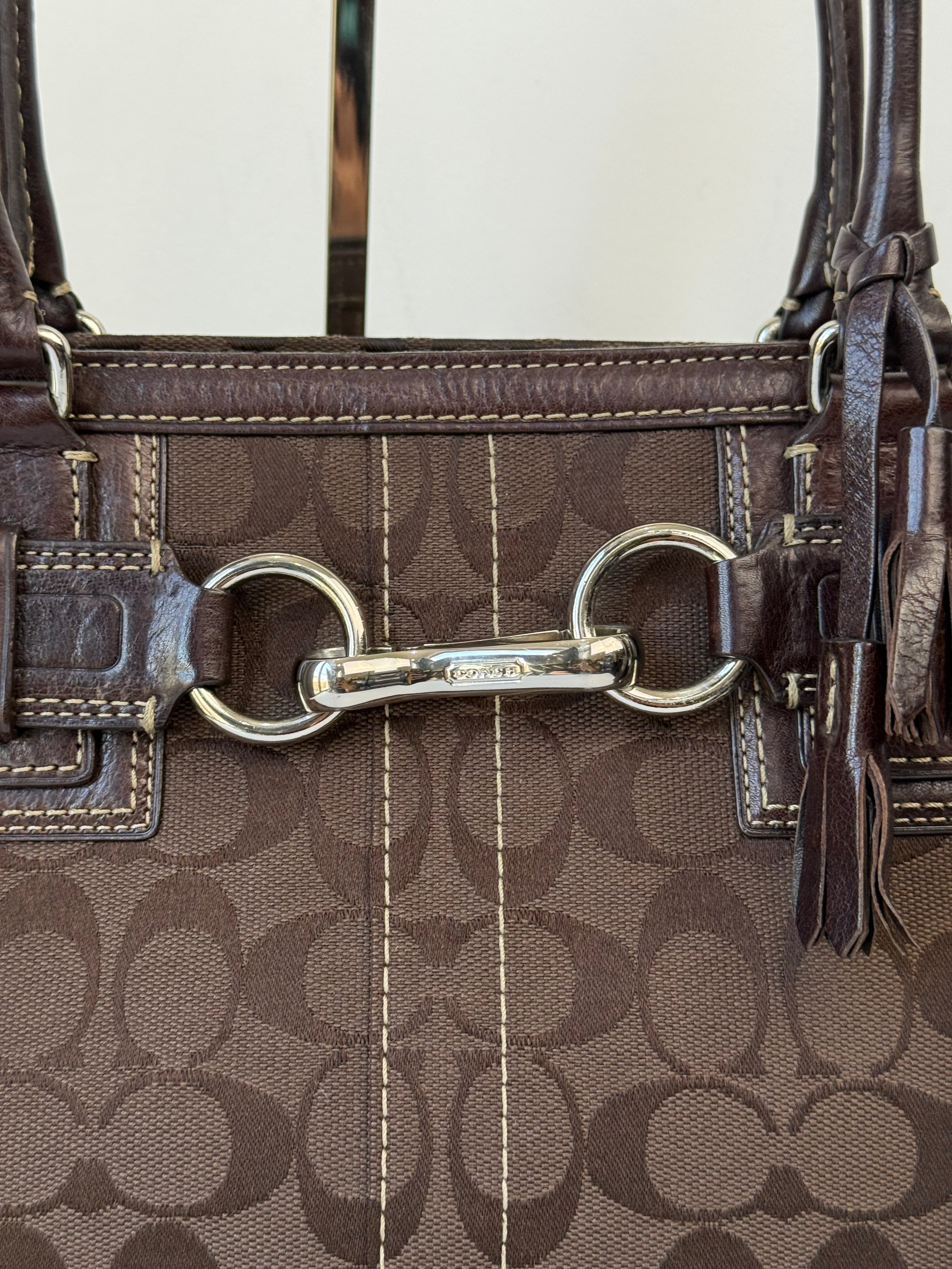 Vintage Coach Hampton Tote Bag Brown Coach Signature Monogram HandBag 00s Y2K Bag