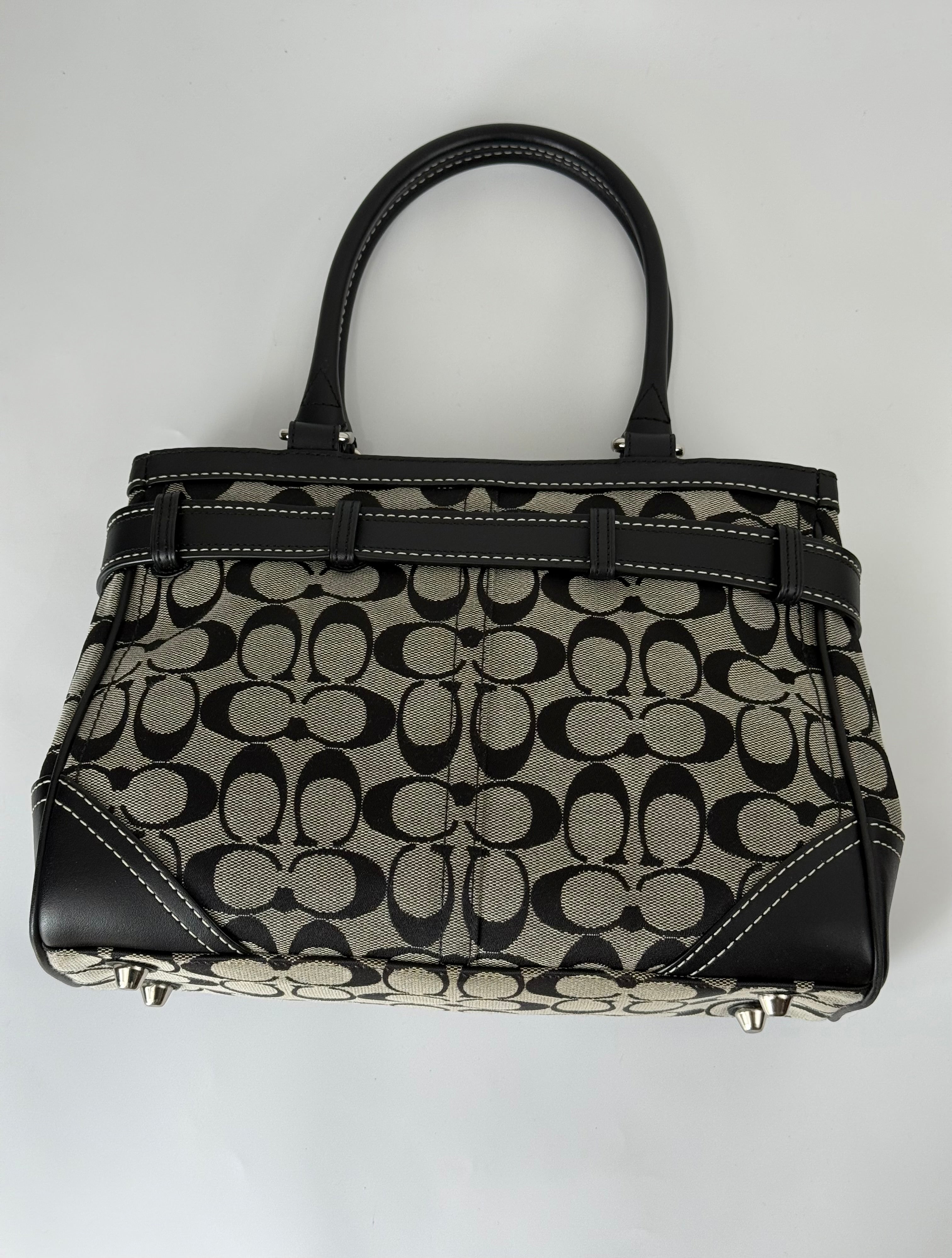 Vintage Coach Hampton Signature Tote Bag Coach Grey & Black Handbag 00s Y2K