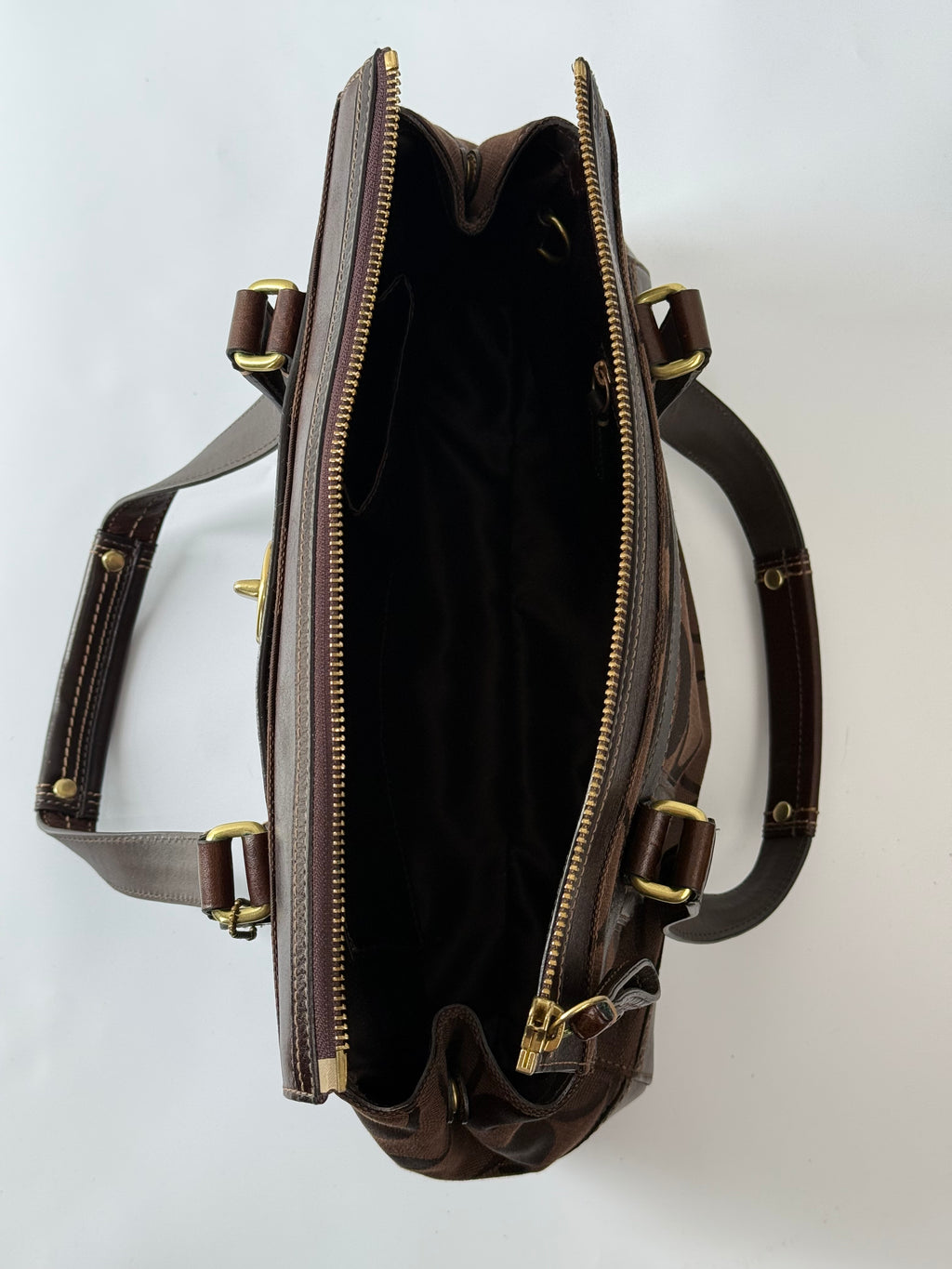 Coach Brown Hampton Satchel Bag Chestnut Leather Turnlock Tote HandBag 00s Y2K