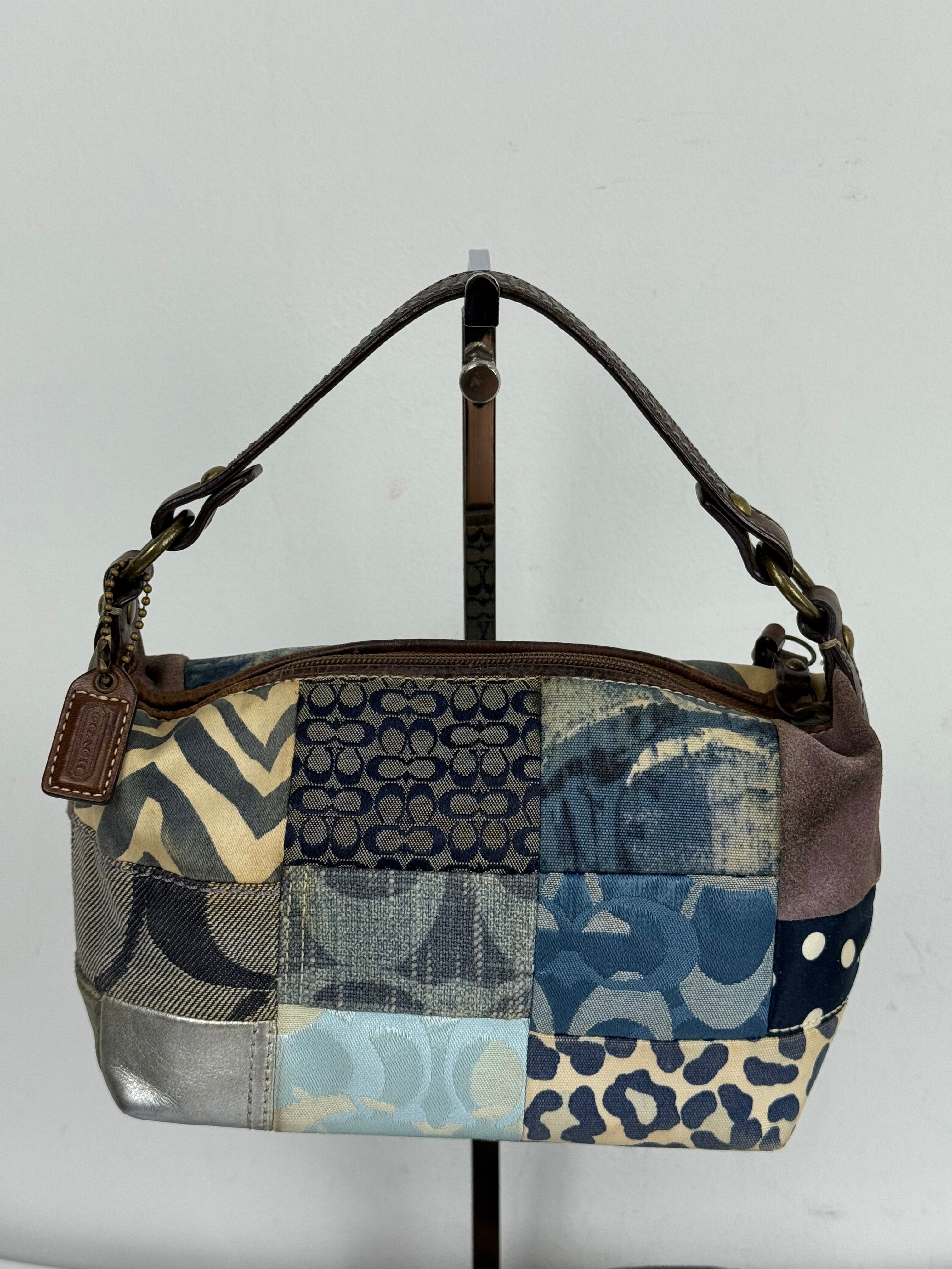 Vintage Coach Blue Denim Patchwork HandBag Coach Y2K Leather Bag