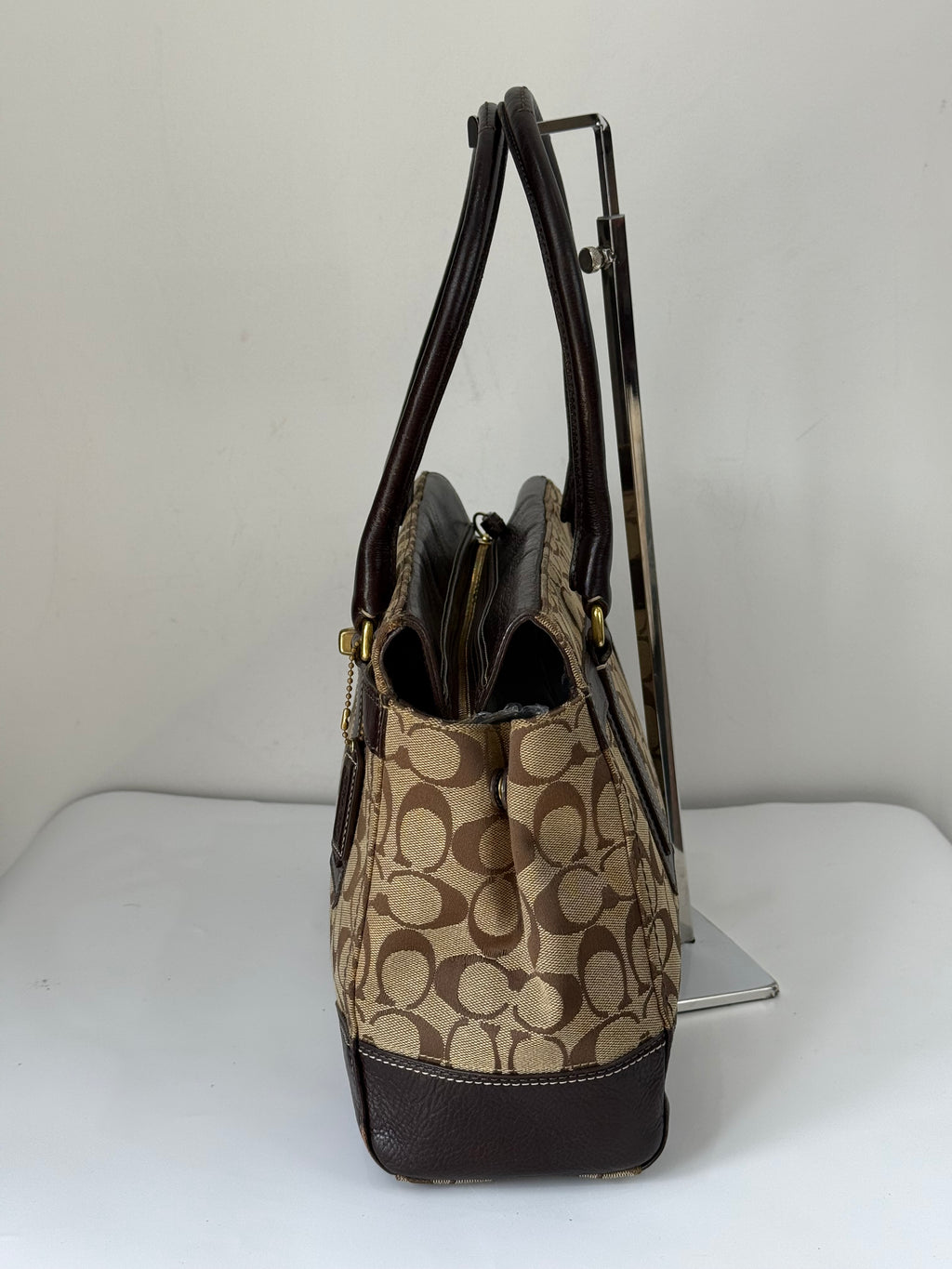 Vintage Coach Hampton Tote Bag Brown & Beige Signature Shoulder Bag 00s Y2K Handbag