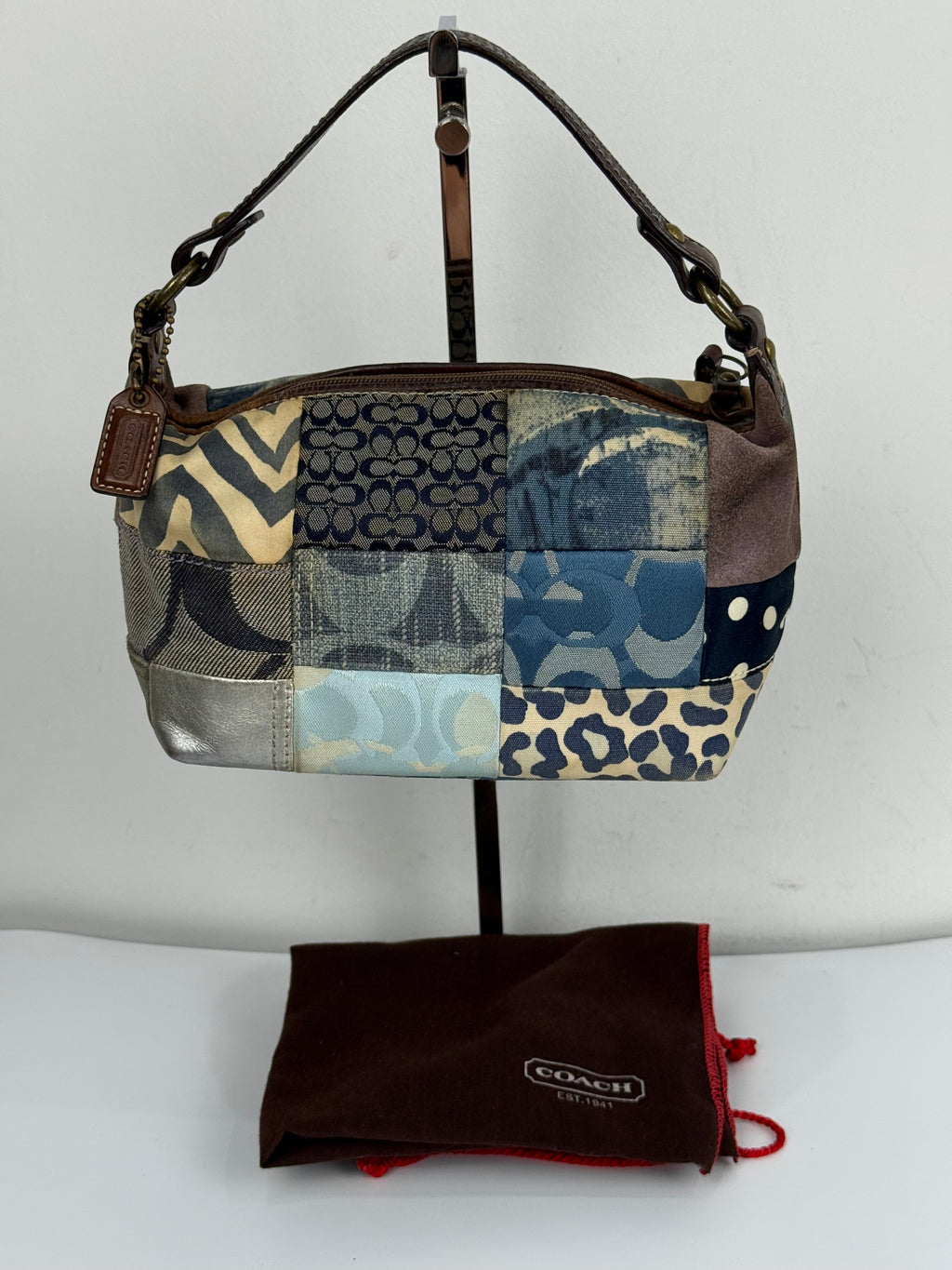 Vintage Coach Blue Denim Patchwork HandBag Coach Y2K Leather Bag