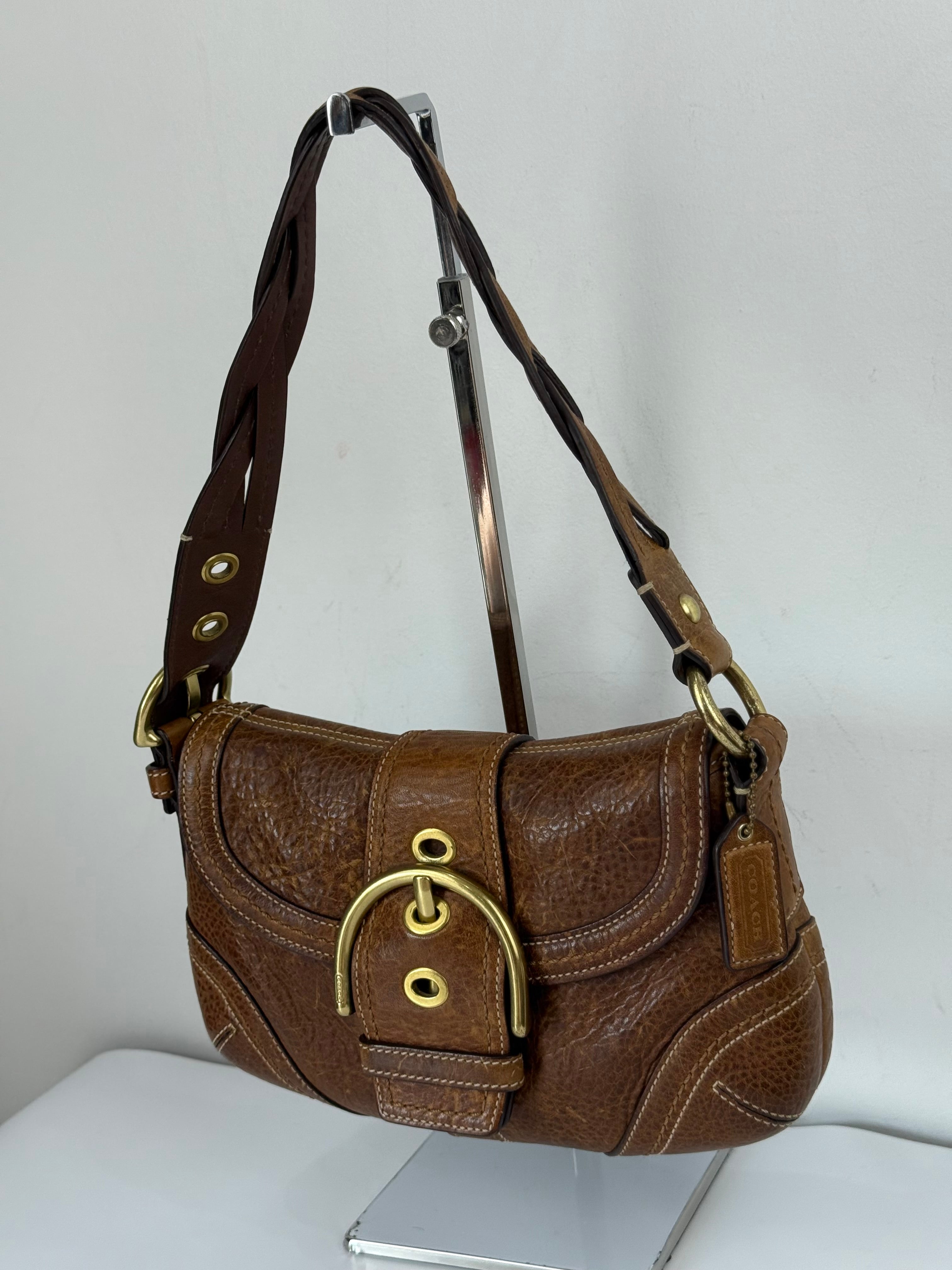 Vintage Coach Brown Soho Shoulder Bag Coach Calf Leather Handbag 00s Y2K