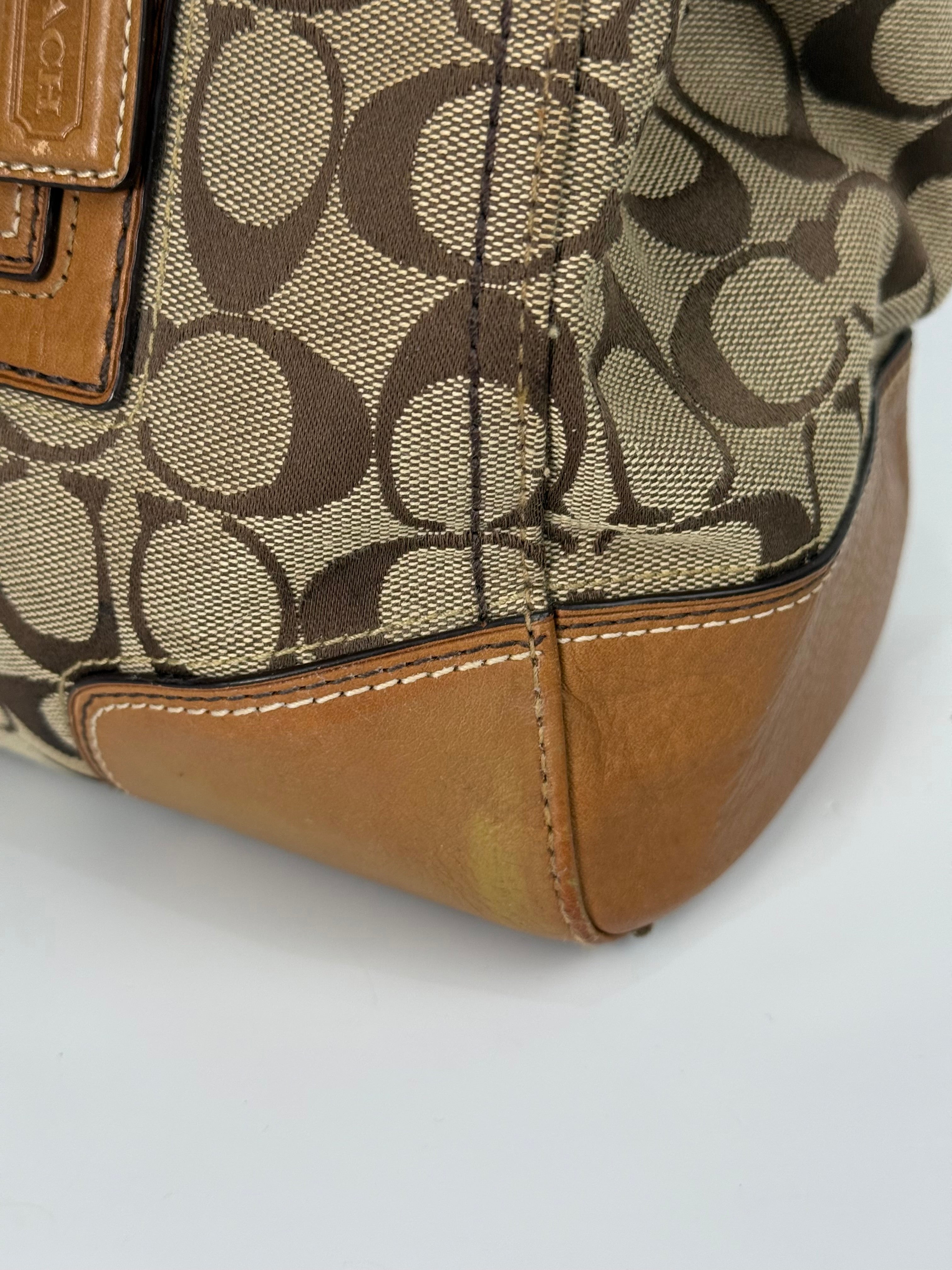 Vintage Coach Hampton Tote Bag Coach Brown/Tan Signature Y2K Handbag
