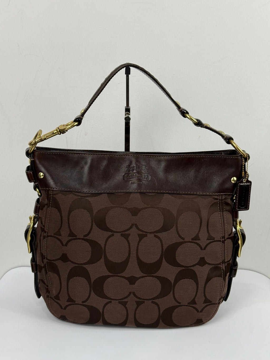 Vintage Coach Dark Brown Zoe Bag Coach Signature Shoulder Bag 00s Y2K