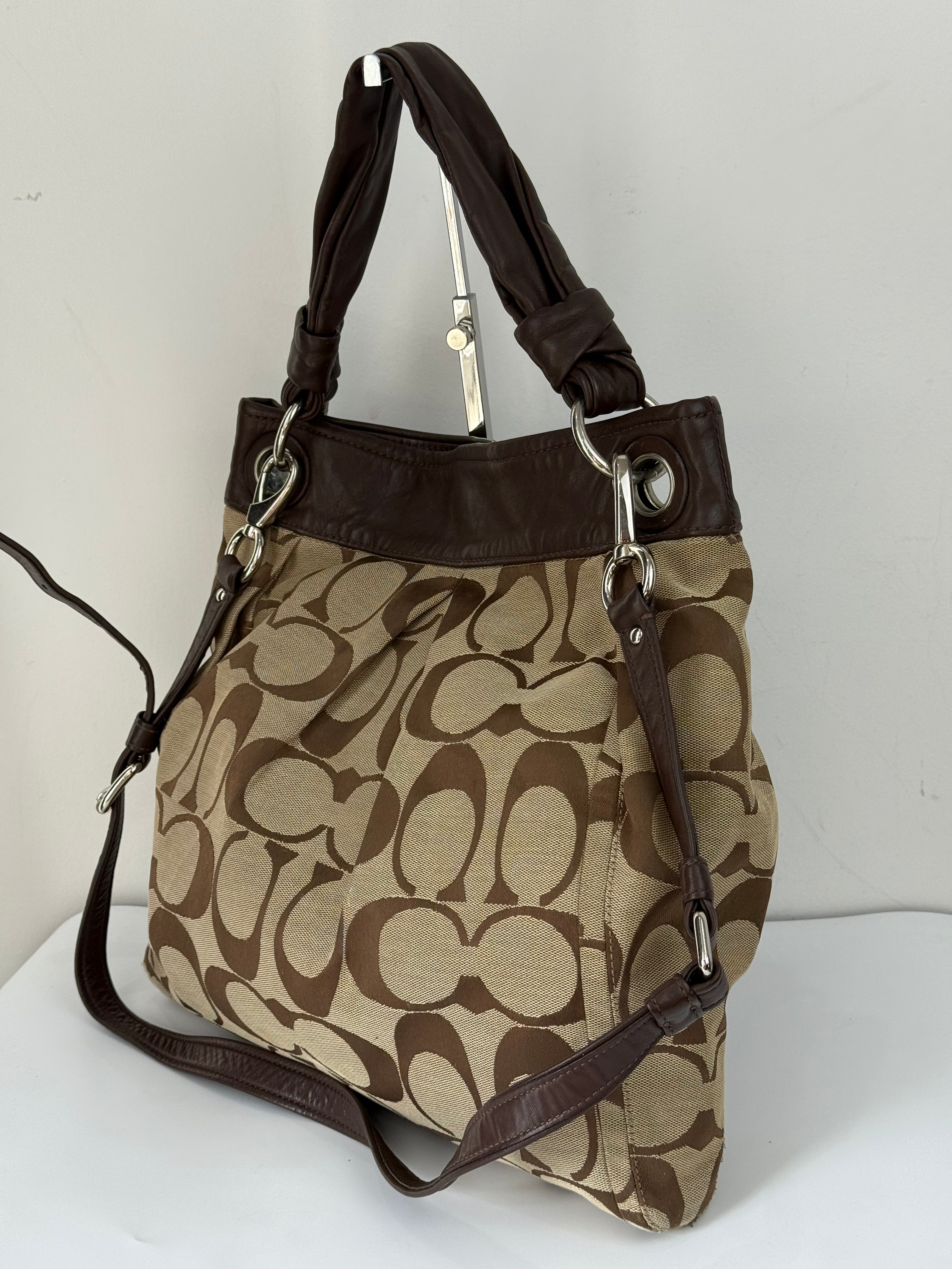 Vintage Coach 2-Way Shoulder Bag Coach Brown/Beige Signature Y2K HandBag