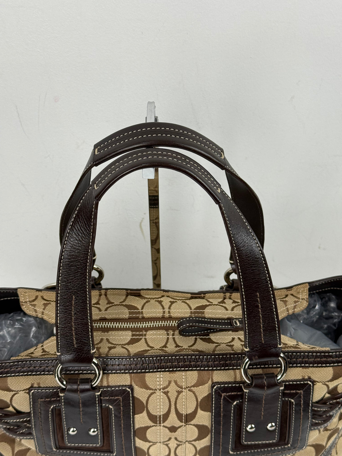 Vintage Coach Soho Satchel Bag Beige & Brown Signature Coach Handbag 00s Y2K