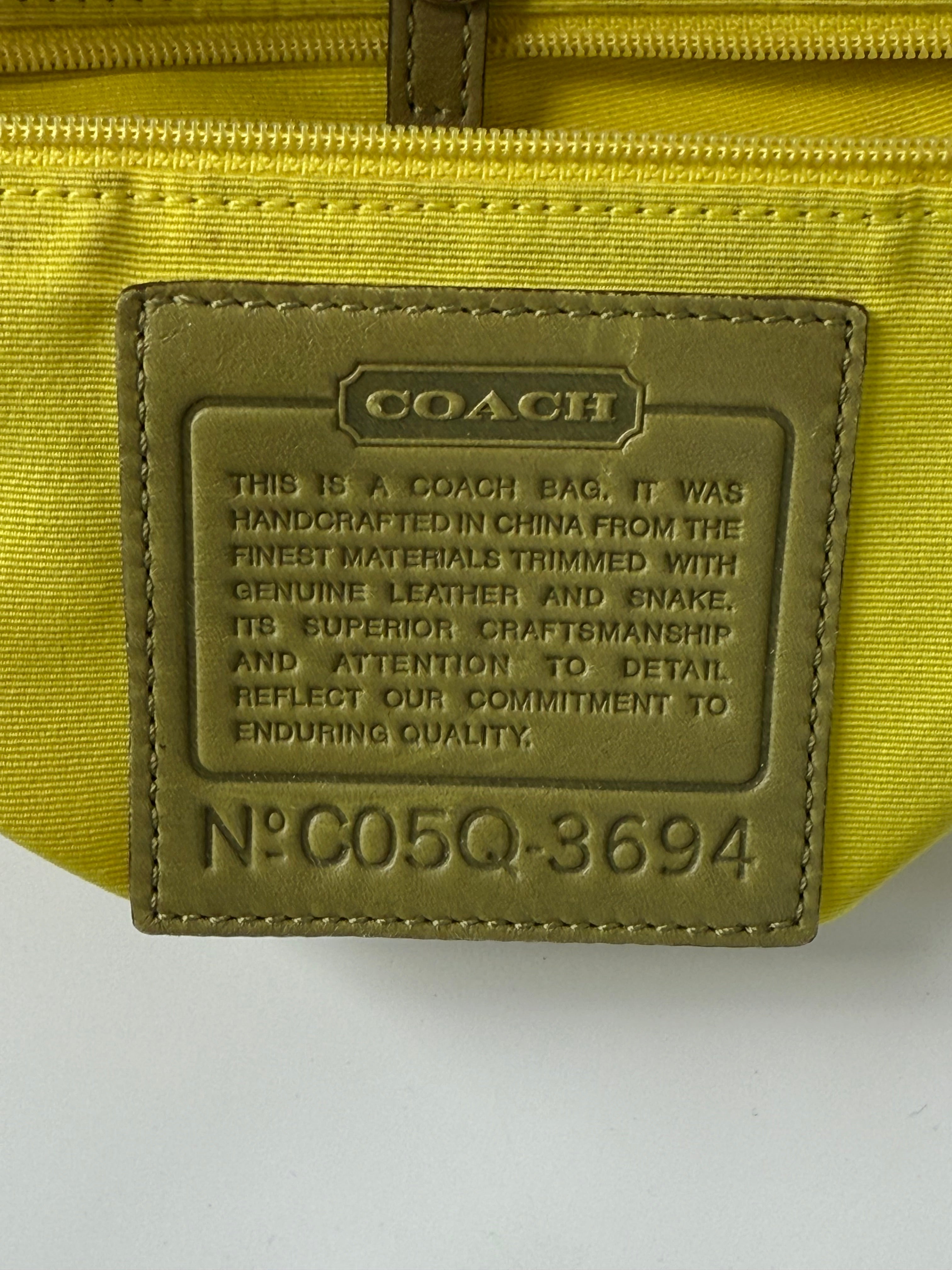 Vintage Coach Patchwork Tote Bag Coach Brown Signature Yellow Leather Handbag 00s Y2K