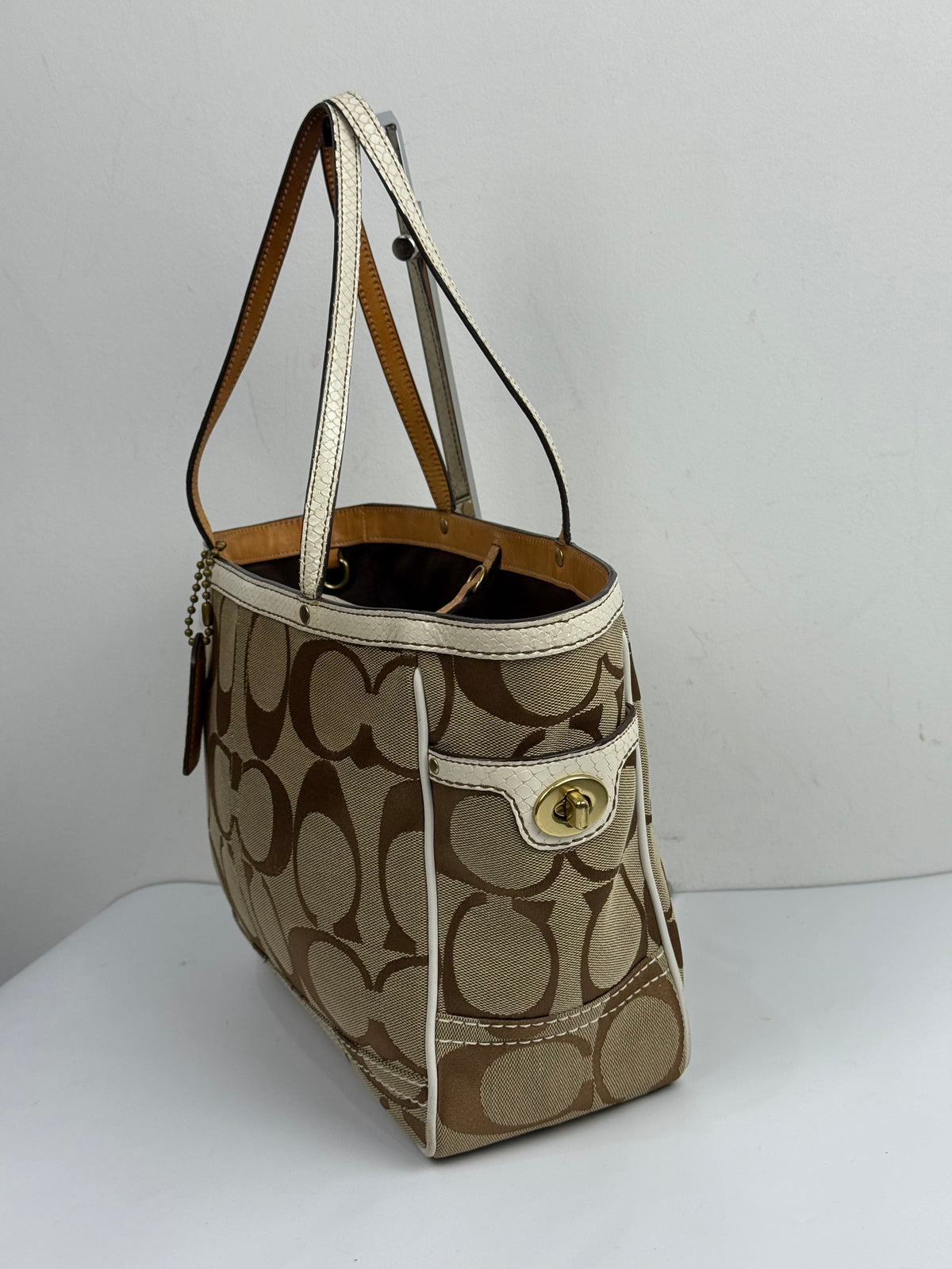 Vintage Coach Signature Tote Bag Coach Brown & Beige Handbag 00s Y2K