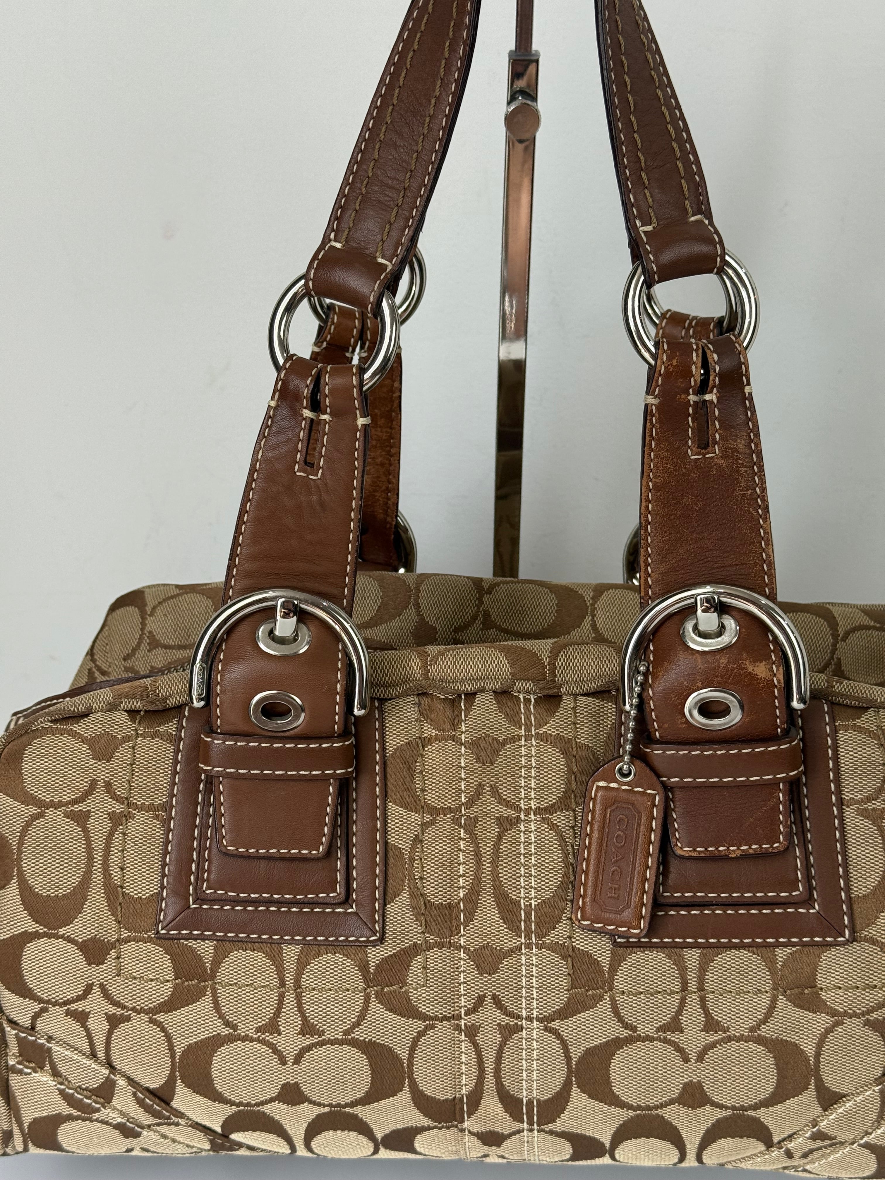 Rare Vintage Coach Dark Brown Boston Satchel Soho Mia Signature Shoulder Bag 00s Y2K
