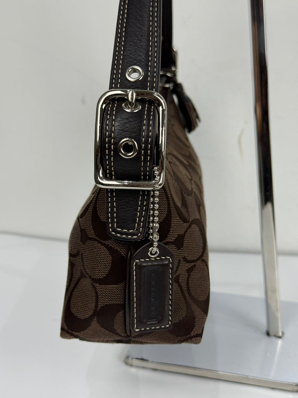Vintage Coach Baguette East West Bag Brown Signature Canvas Shoulder Bag Y2K