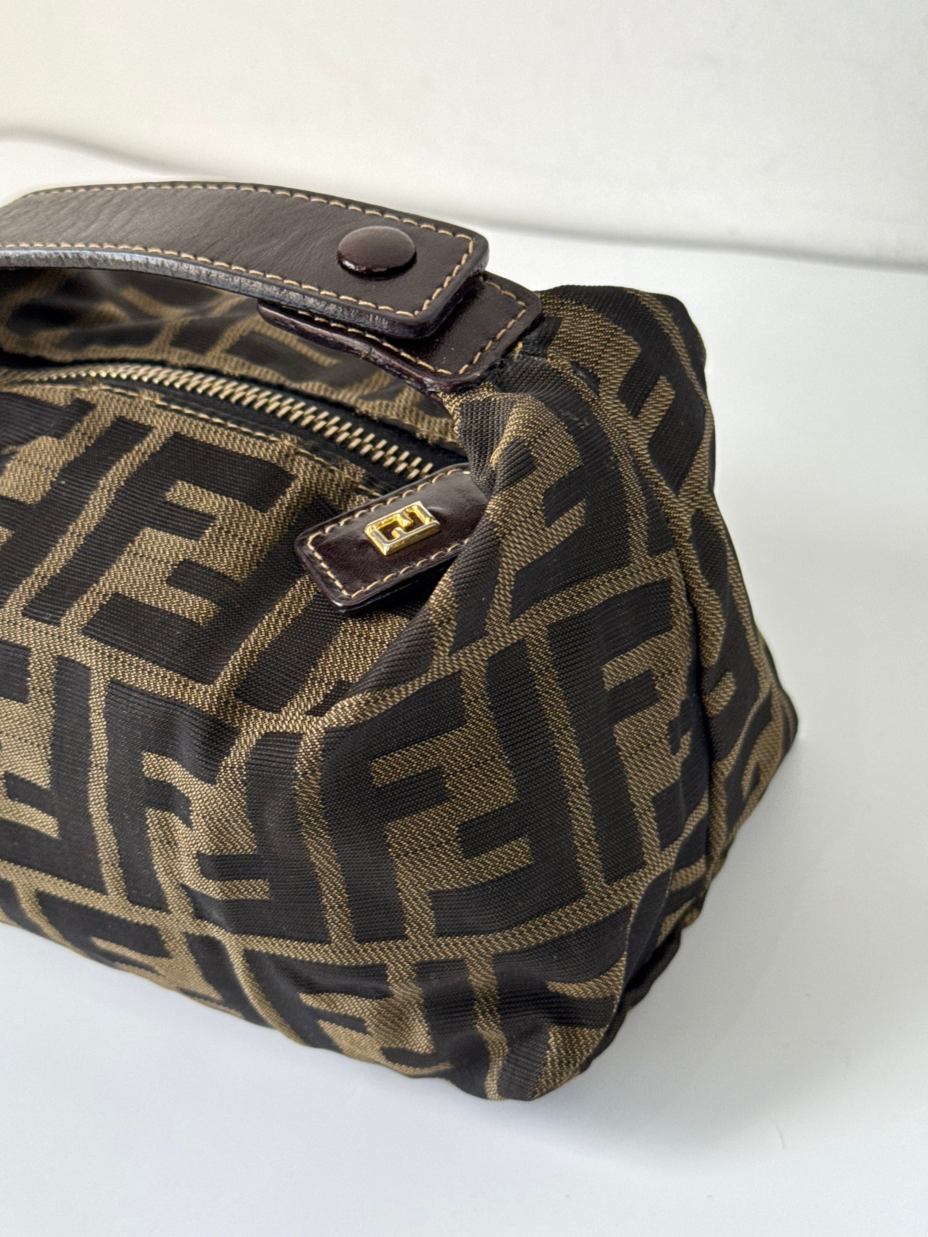 Vintage Fendi Zucca Mini Baguette Bag Brown and Black Canvas Fendi Handbag 00s Y2K