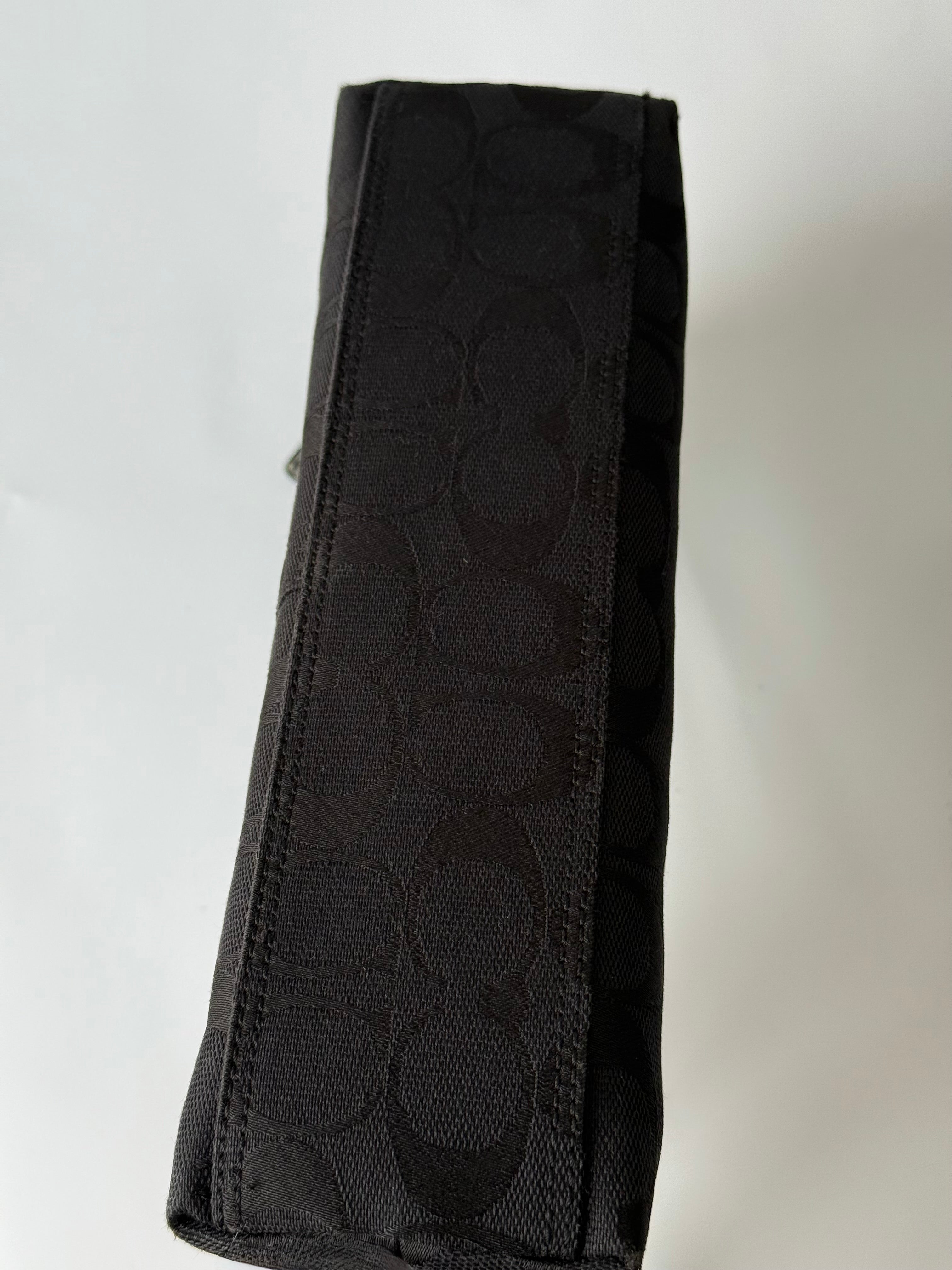 Vintage Coach Baguette East West Bag Black Signature Canvas Shoulder Bag Y2K