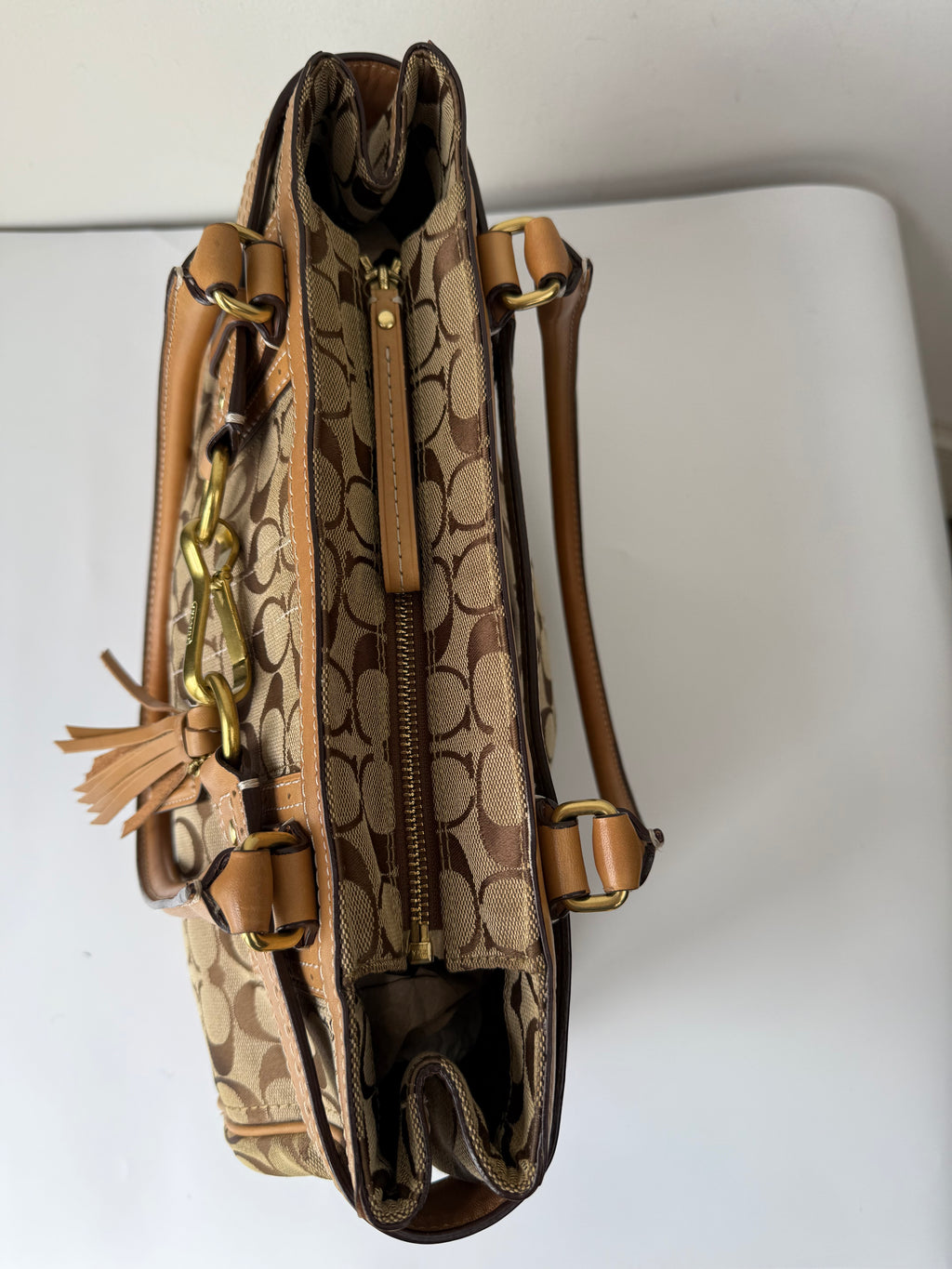 Vintage Coach Hampton Signature Tote Bag Brown & Beige Coach Canvas HandBag 00s Y2K