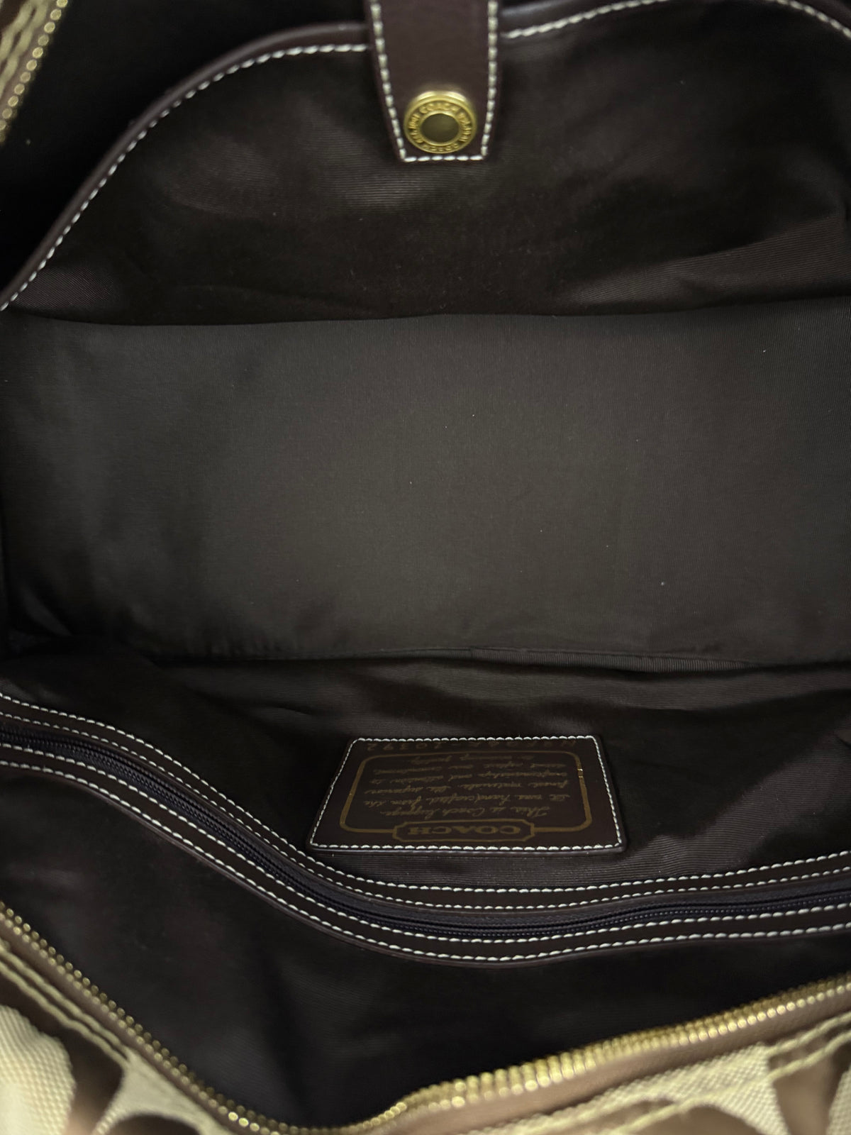 Vintage Coach Boston Travel Carry-On Bag Brown Signature Stripe Duffle Bag 00s Y2K